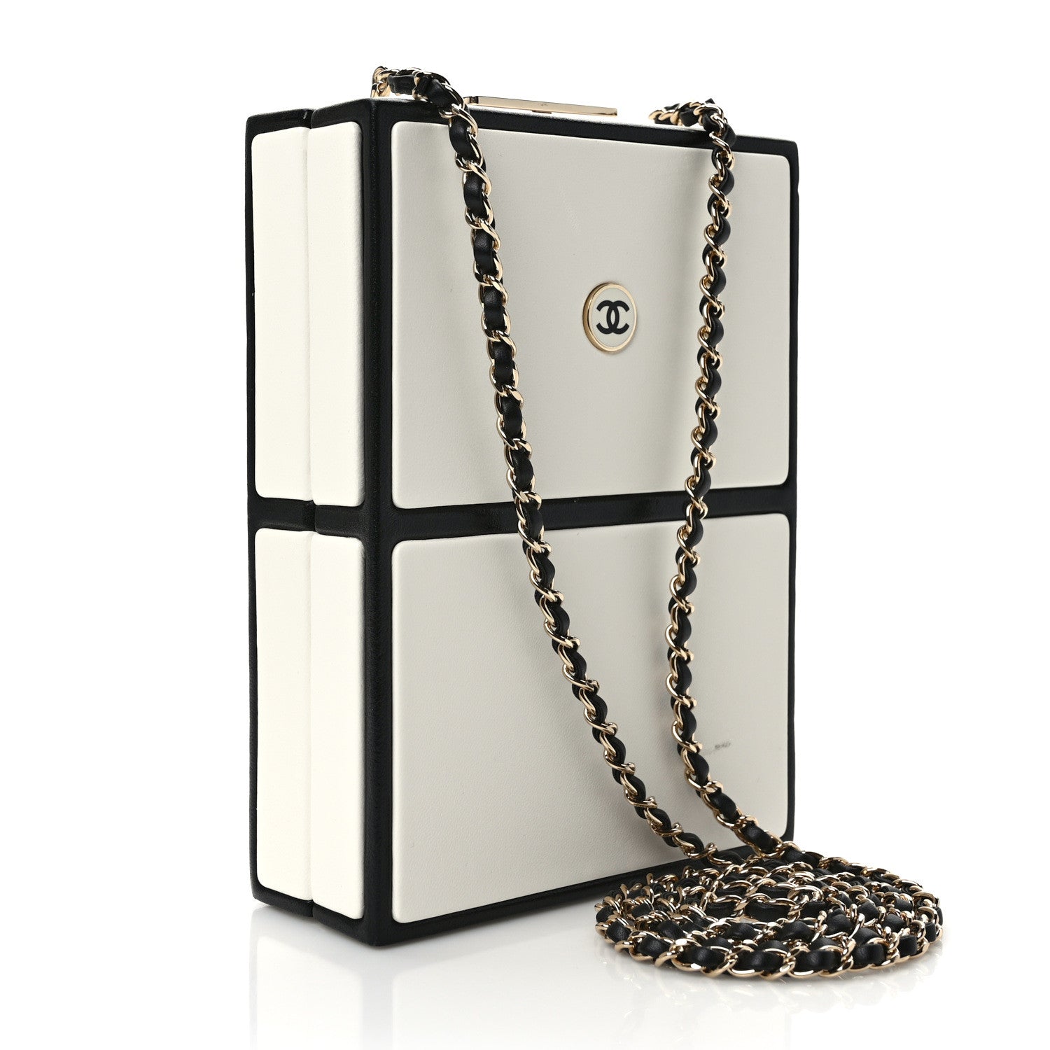 Chanel Lambskin No. 5 Perfume Box Evening Clutch White Black 3 of 11