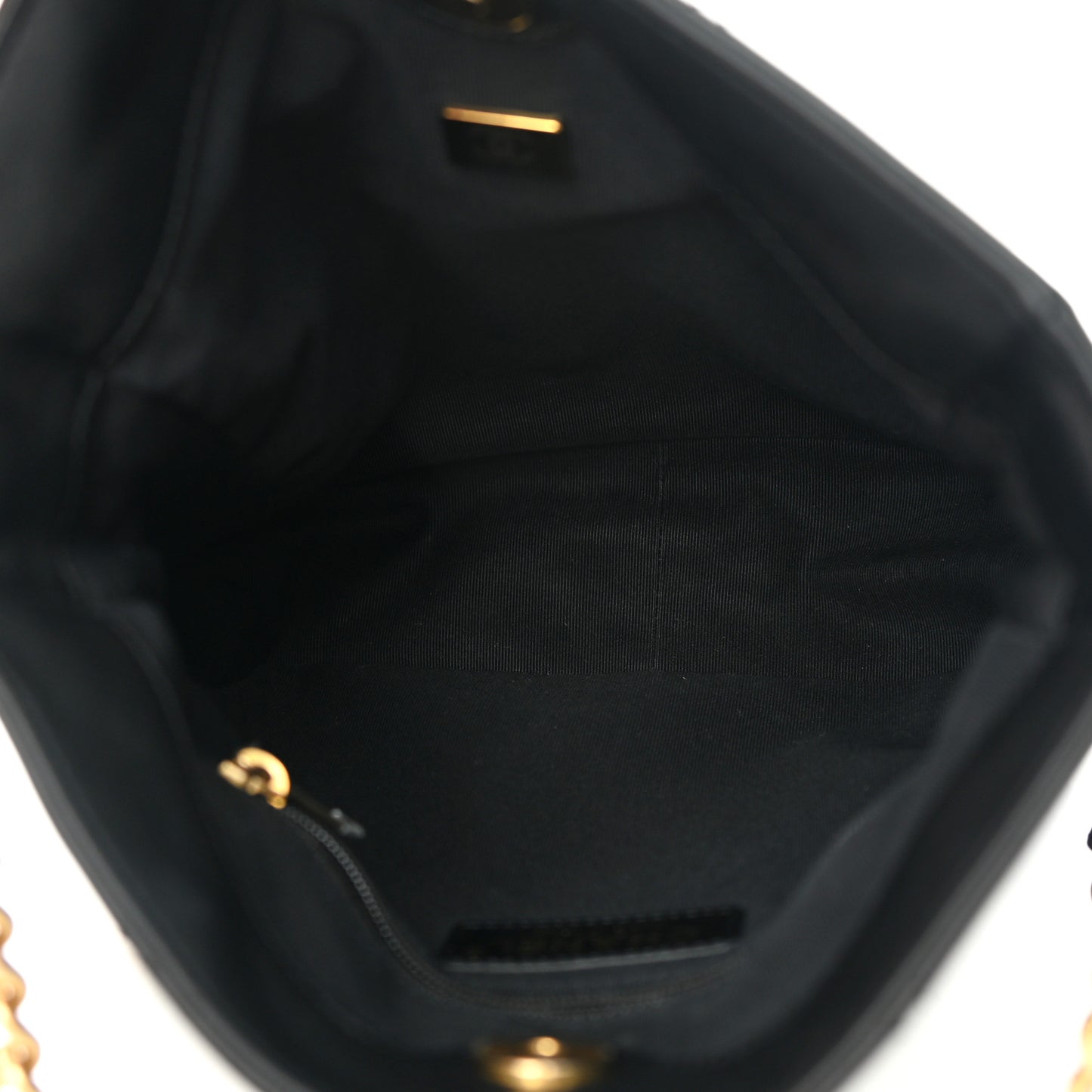 Calfskin Quilted Drawstring Bucket Bag Black