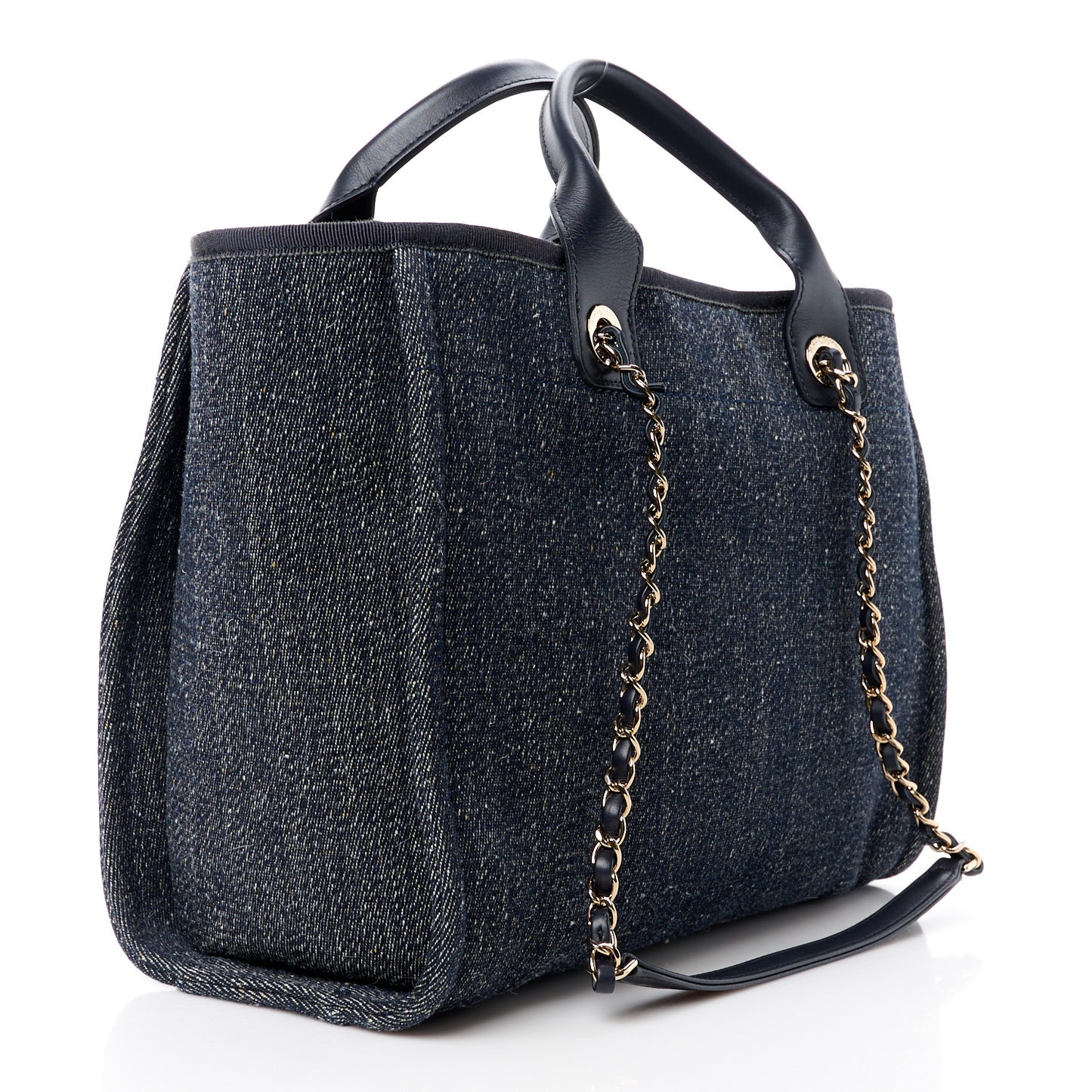 Denim Small Deauville Tote Dark Blue White