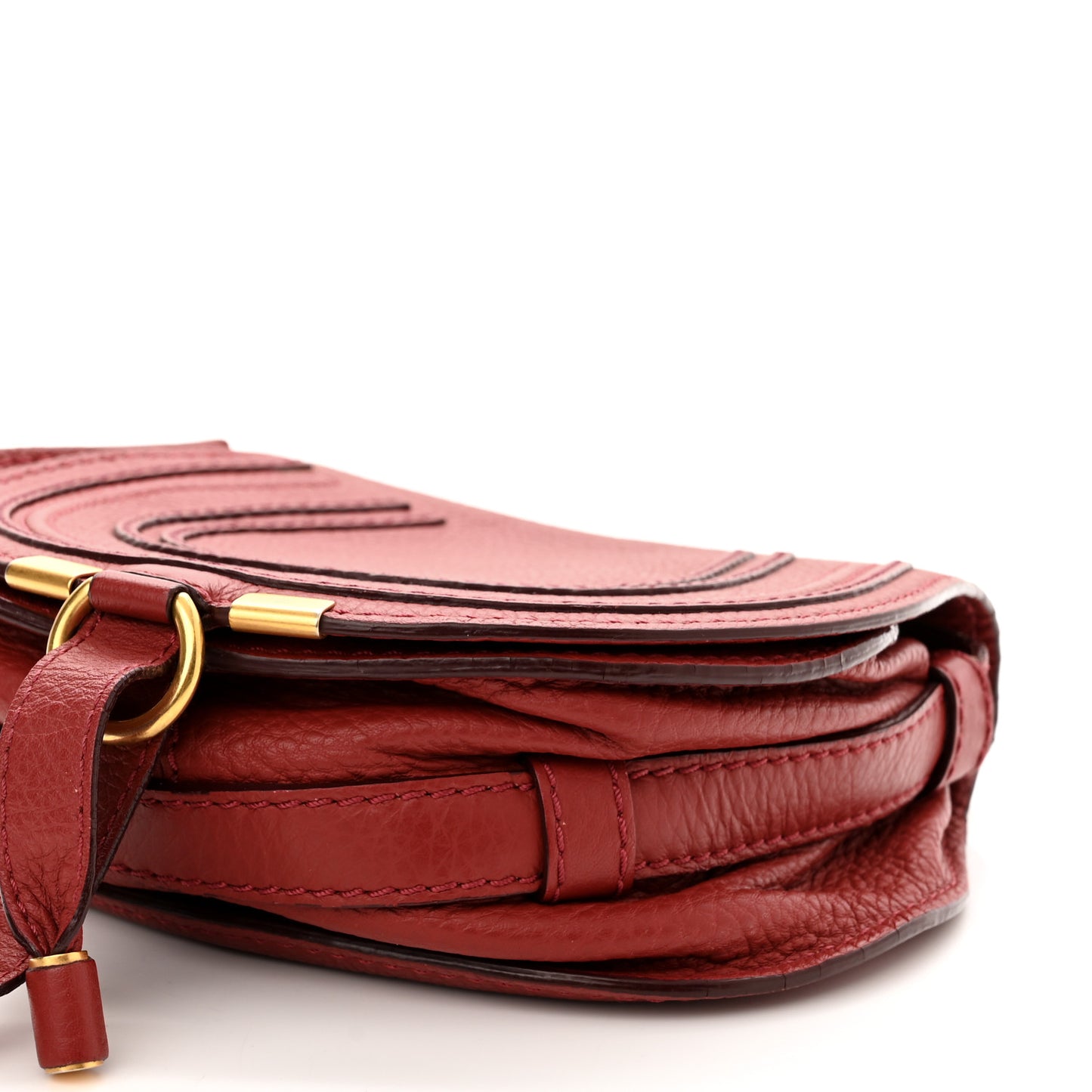 Grained Calfskin Small Marcie Saddle Bag Sienna Red