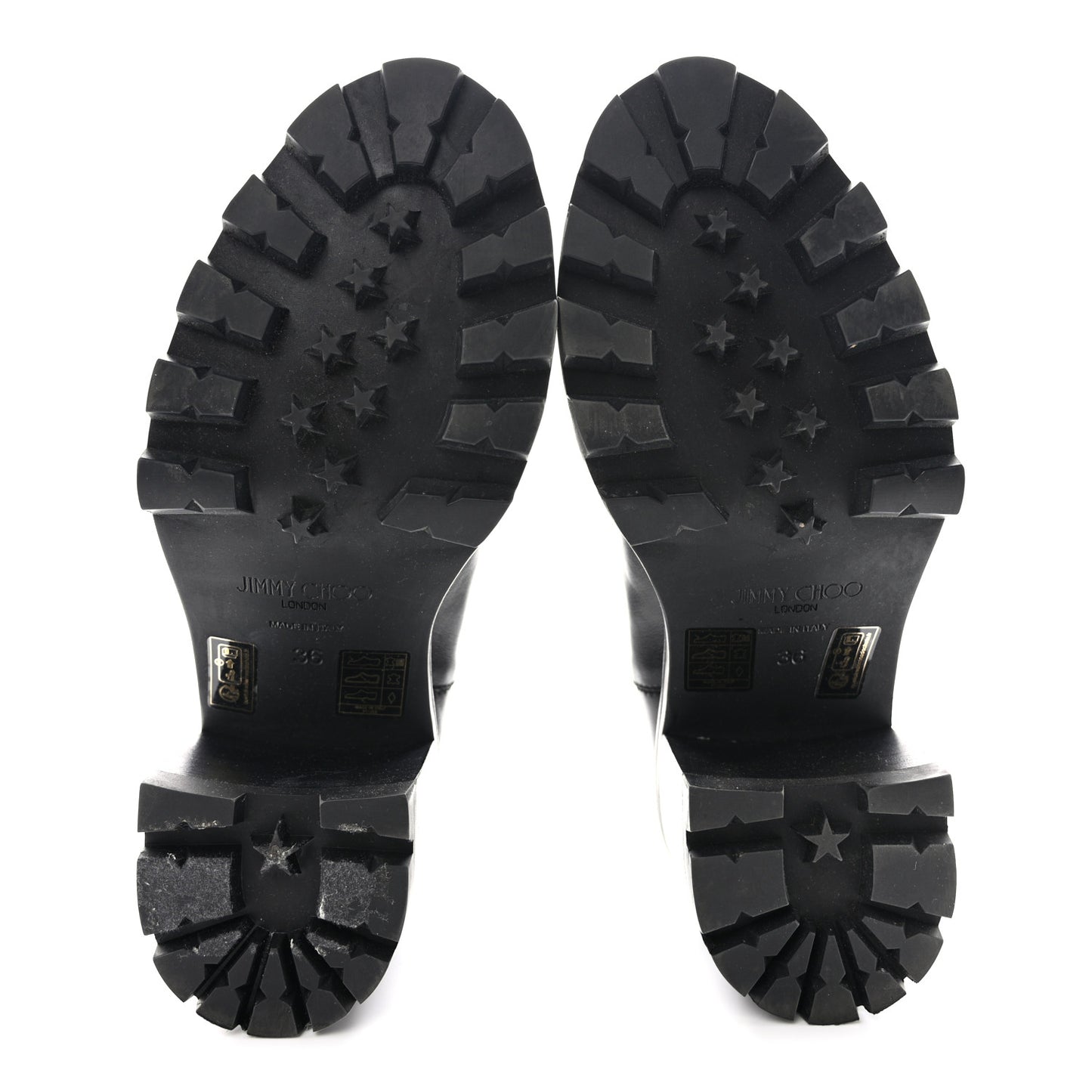Calfskin Lug Sole Boots 36 Black