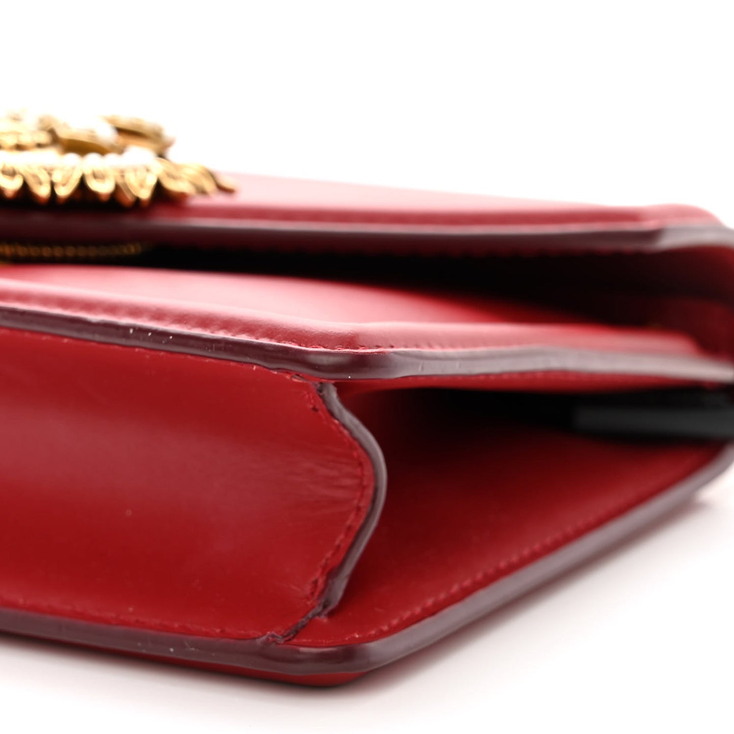 DOLCE & GABBANA Smooth Calfskin Small Devotion Envelope Top Handle Bag Red