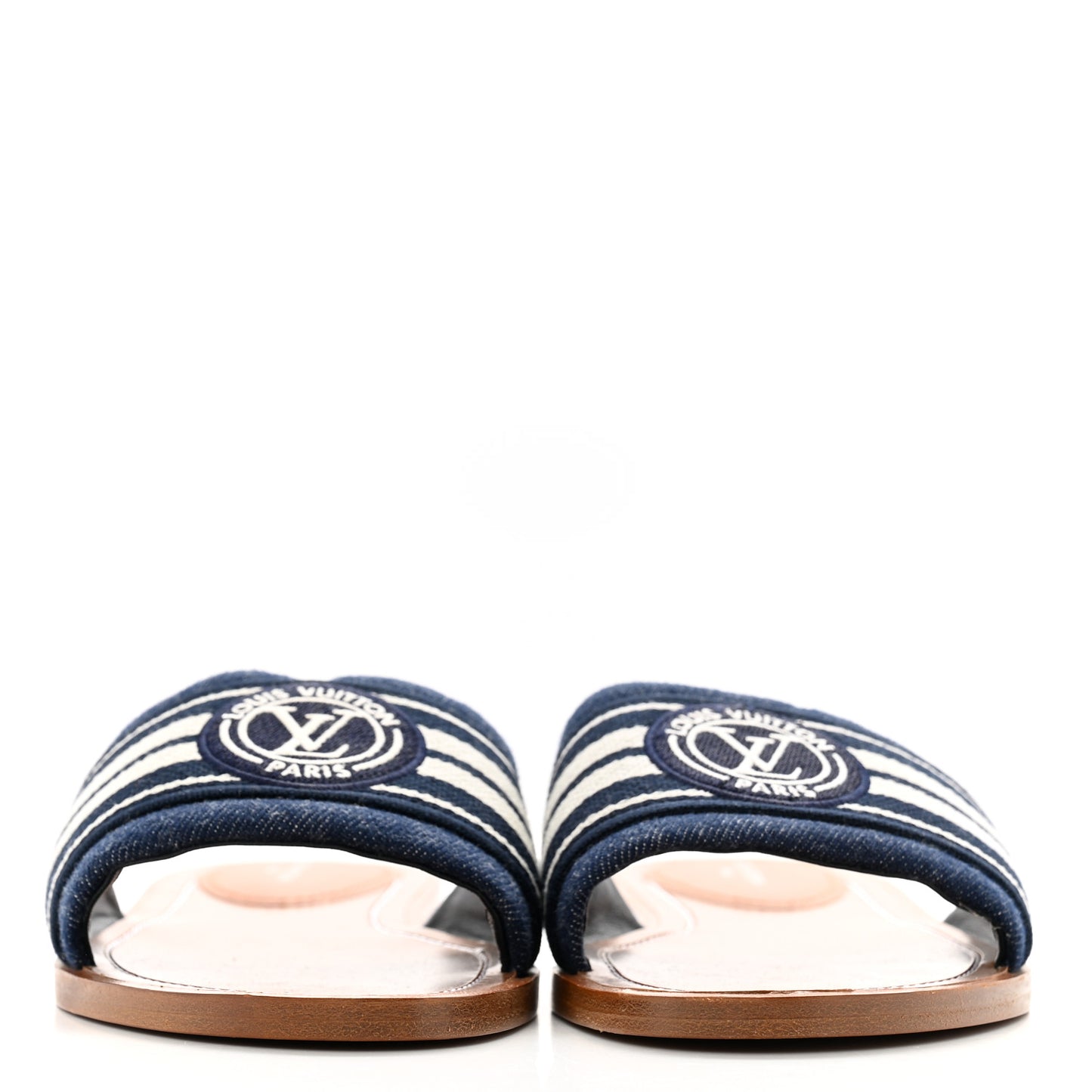 Canvas Calfskin Lock It Flat Mules 38 Blue