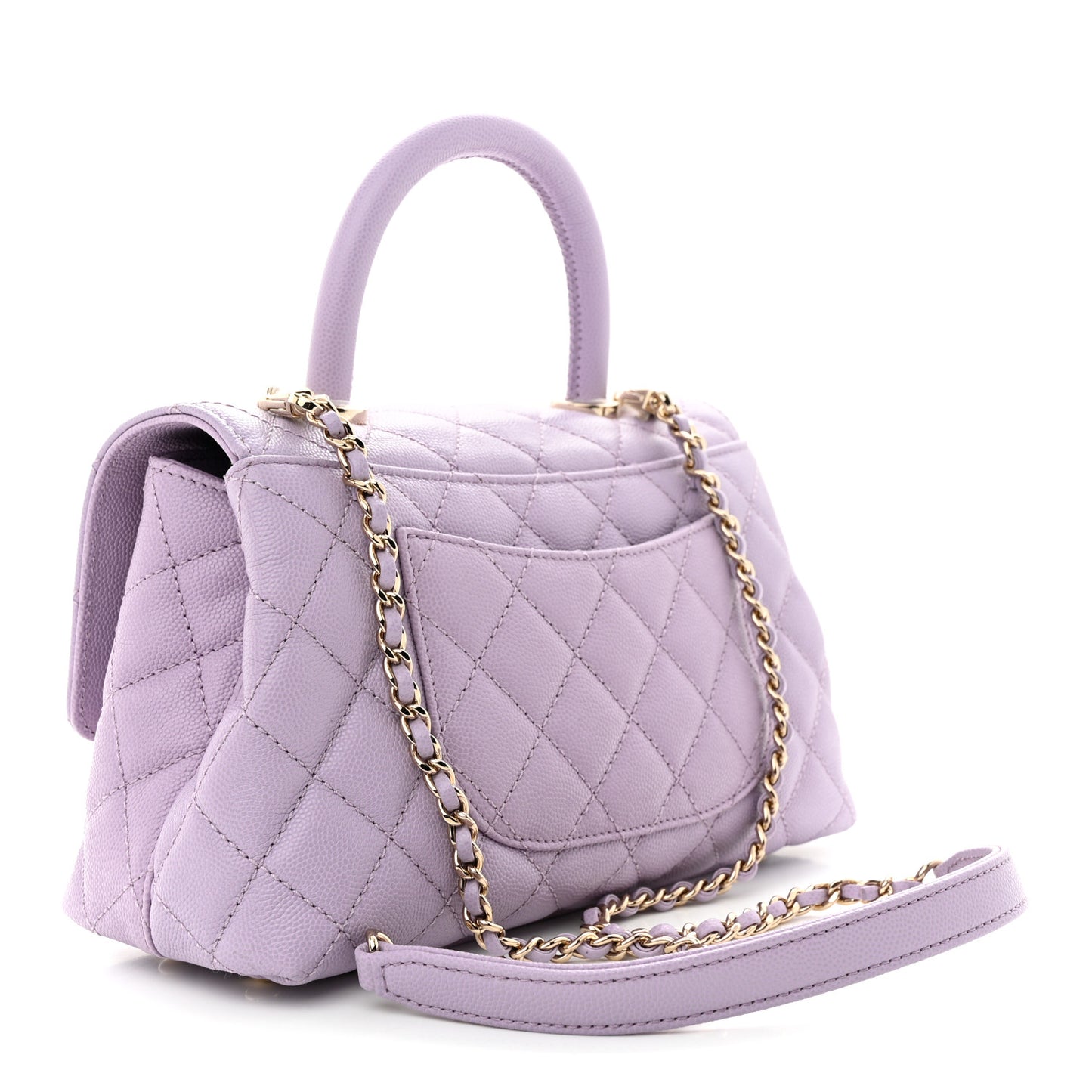Caviar Quilted Mini Coco Handle Flap Light Purple