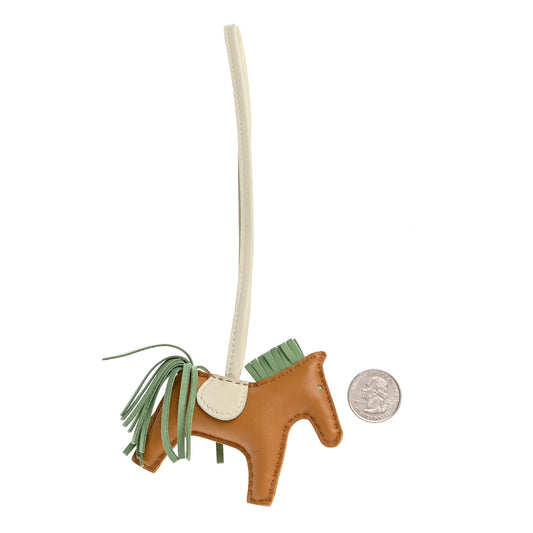 Milo Lambskin Grigri Rodeo Horse Bag Charm PM Sesame Vert Criquet Craie