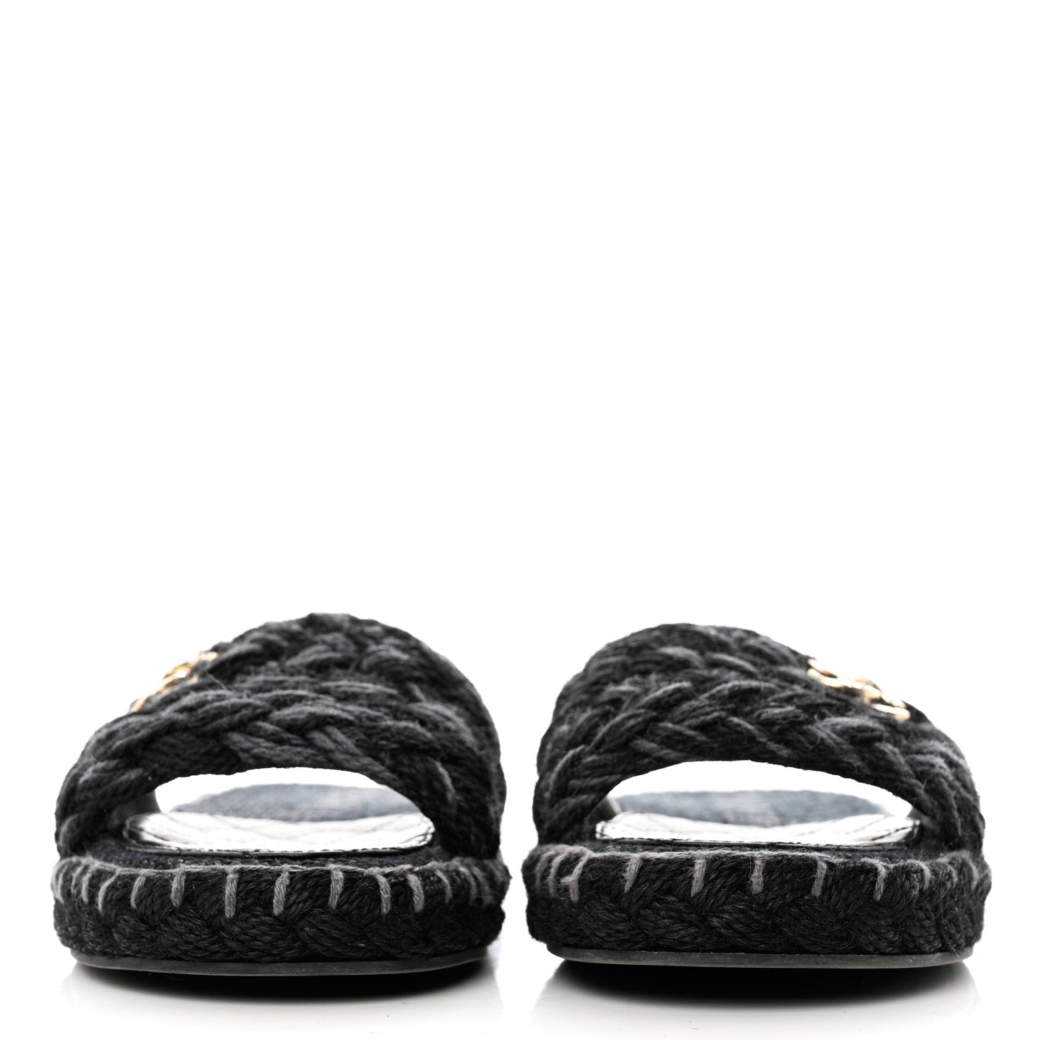 Chanel Cord Braided CC Mules 38 Black 2 of 9