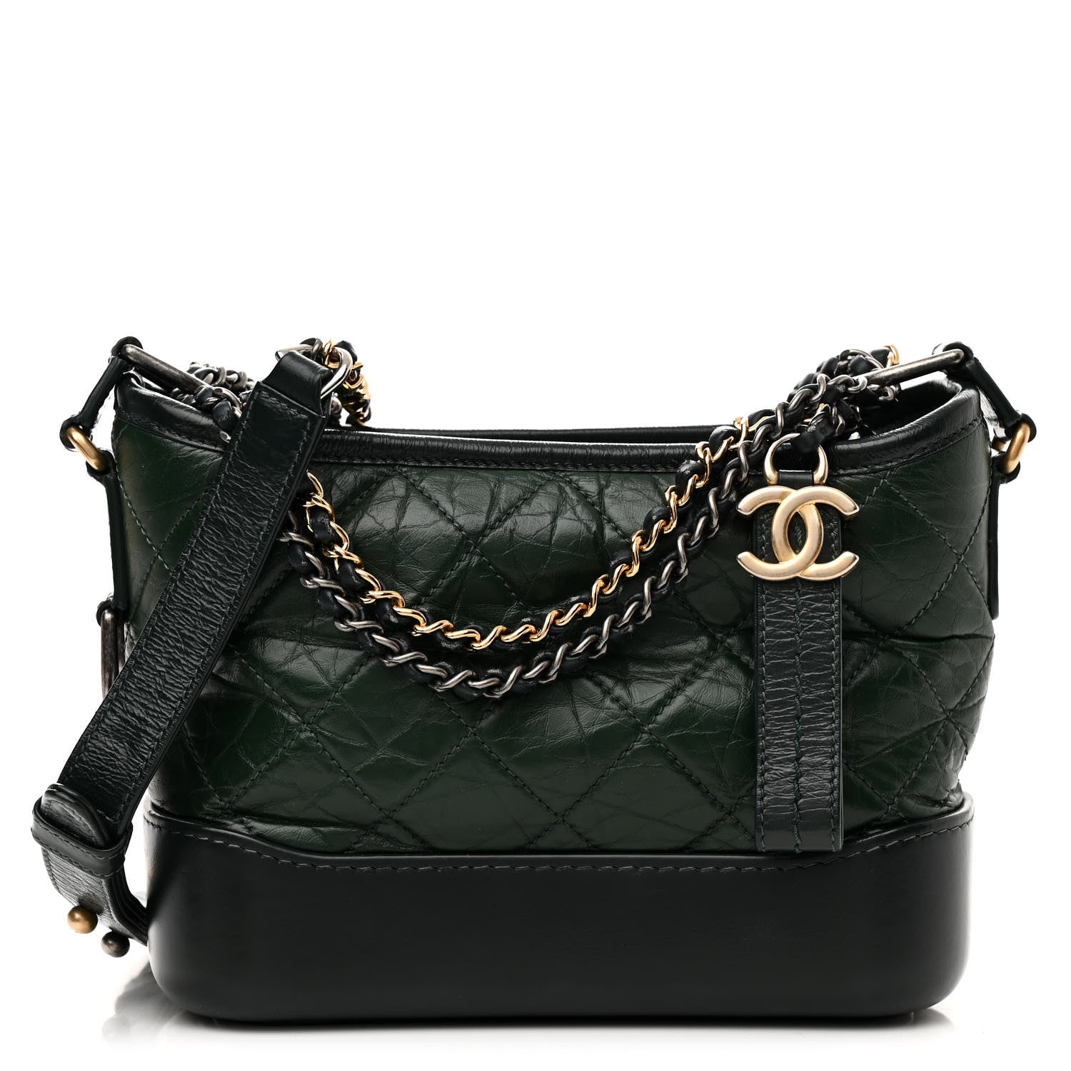 Chanel Aged Calfskin Quilted Small Gabrielle Hobo Dark Green 1 of 16