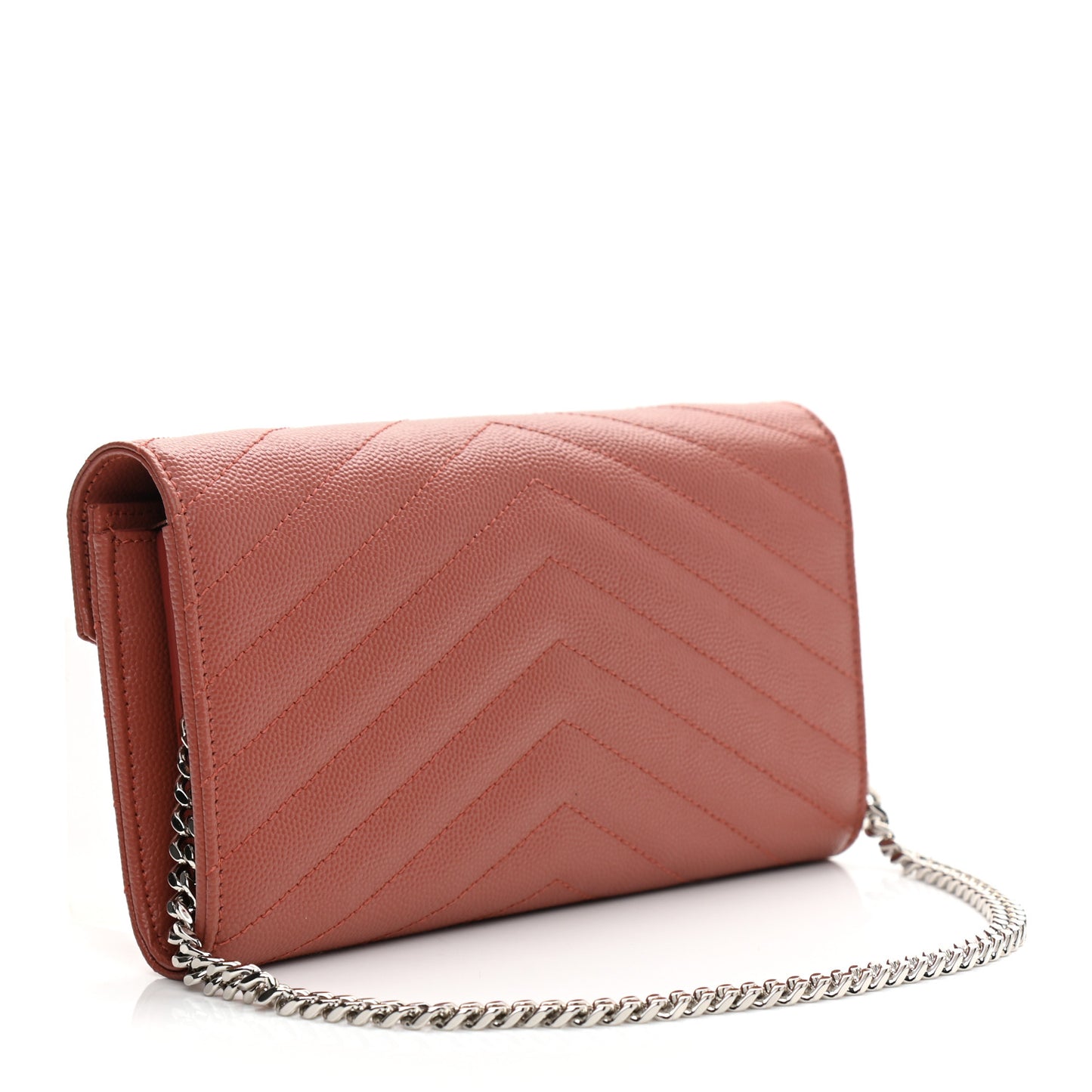 Grain De Poudre Matelasse Chevron Small Monogram Chain Wallet Blush Fonce