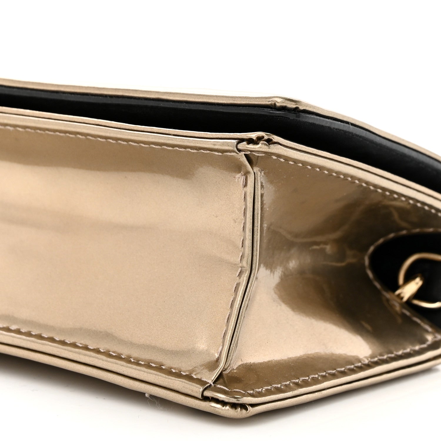 Christian Dior Metallic Patent Micro-Cannage Baby Diorama Flap Bag Gold 10 of 11