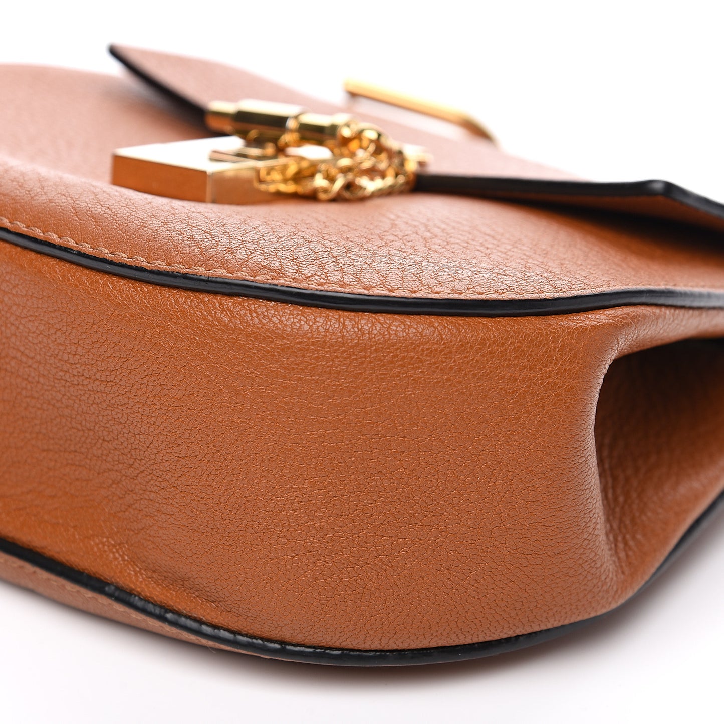 Grained Lambskin Mini Drew Shoulder Bag Caramel