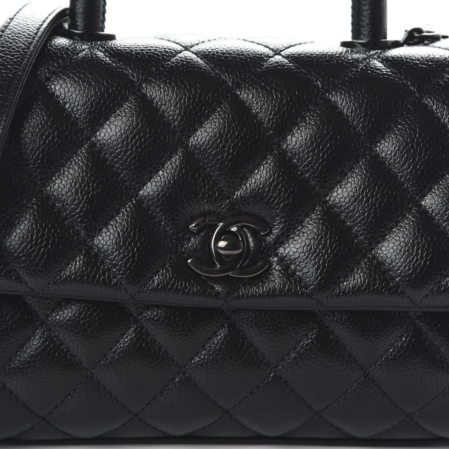 Caviar Quilted Mini Coco Handle Flap So Black