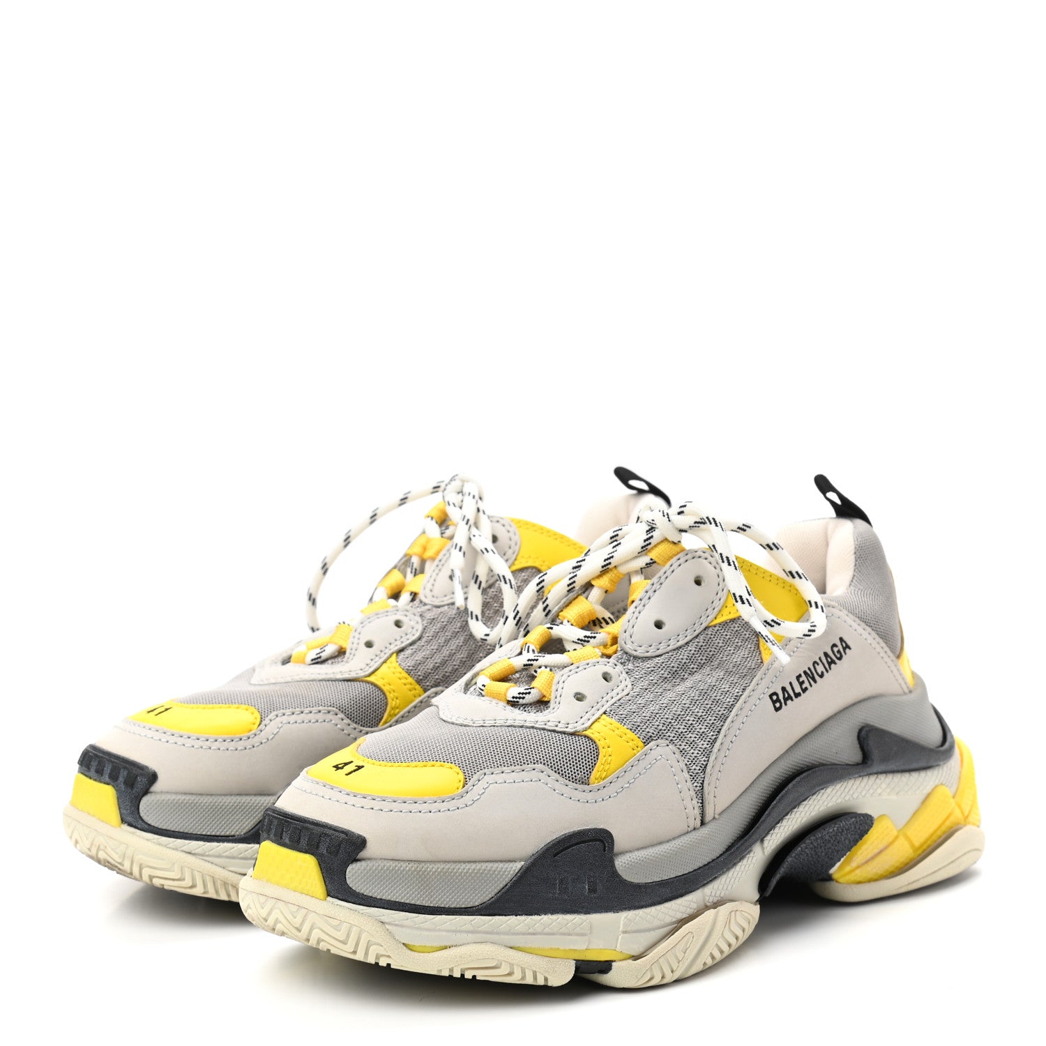 Balenciaga Fabric Mesh Mens Triple S Sneakers 41 Yellow Grey White 3 of 9