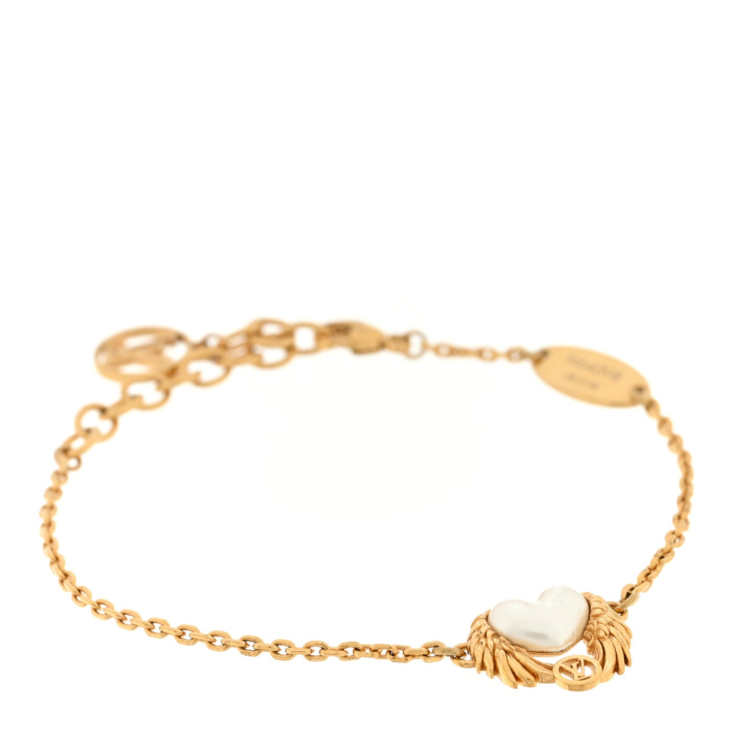 Crystal Pearl Angel Love Bracelet Gold