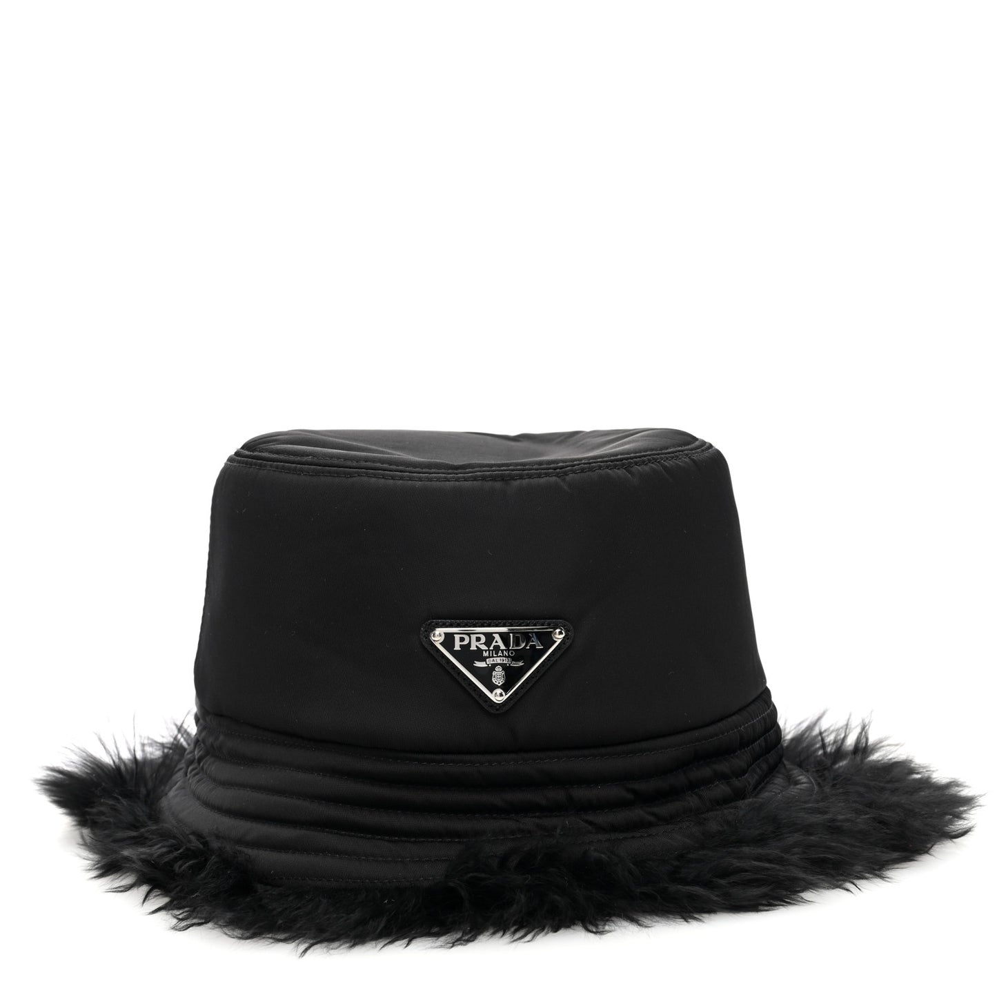 Nylon Alpaca Triangle Womens Bucket Hat M Black