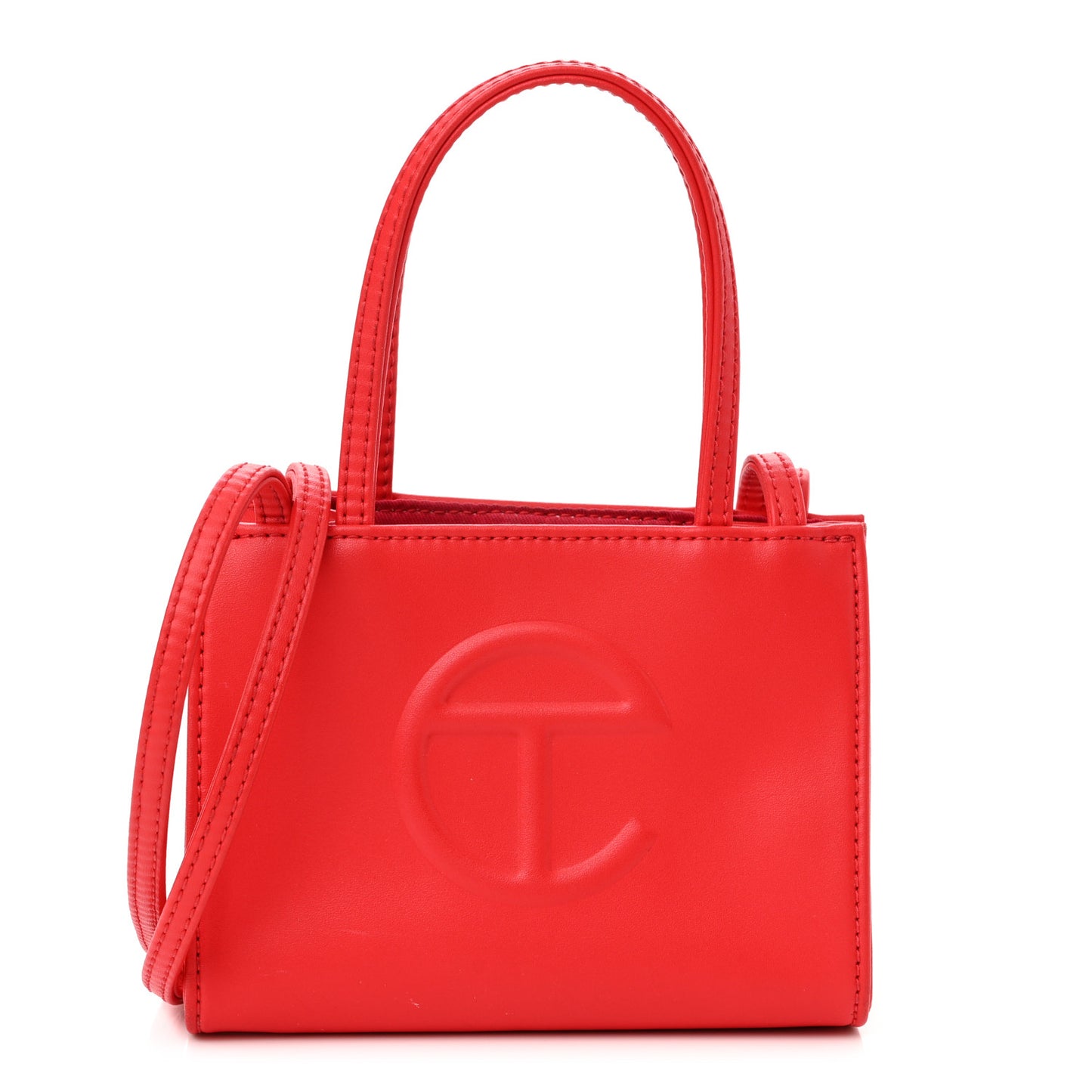 Vegan Leather Small Shopping Bag Red