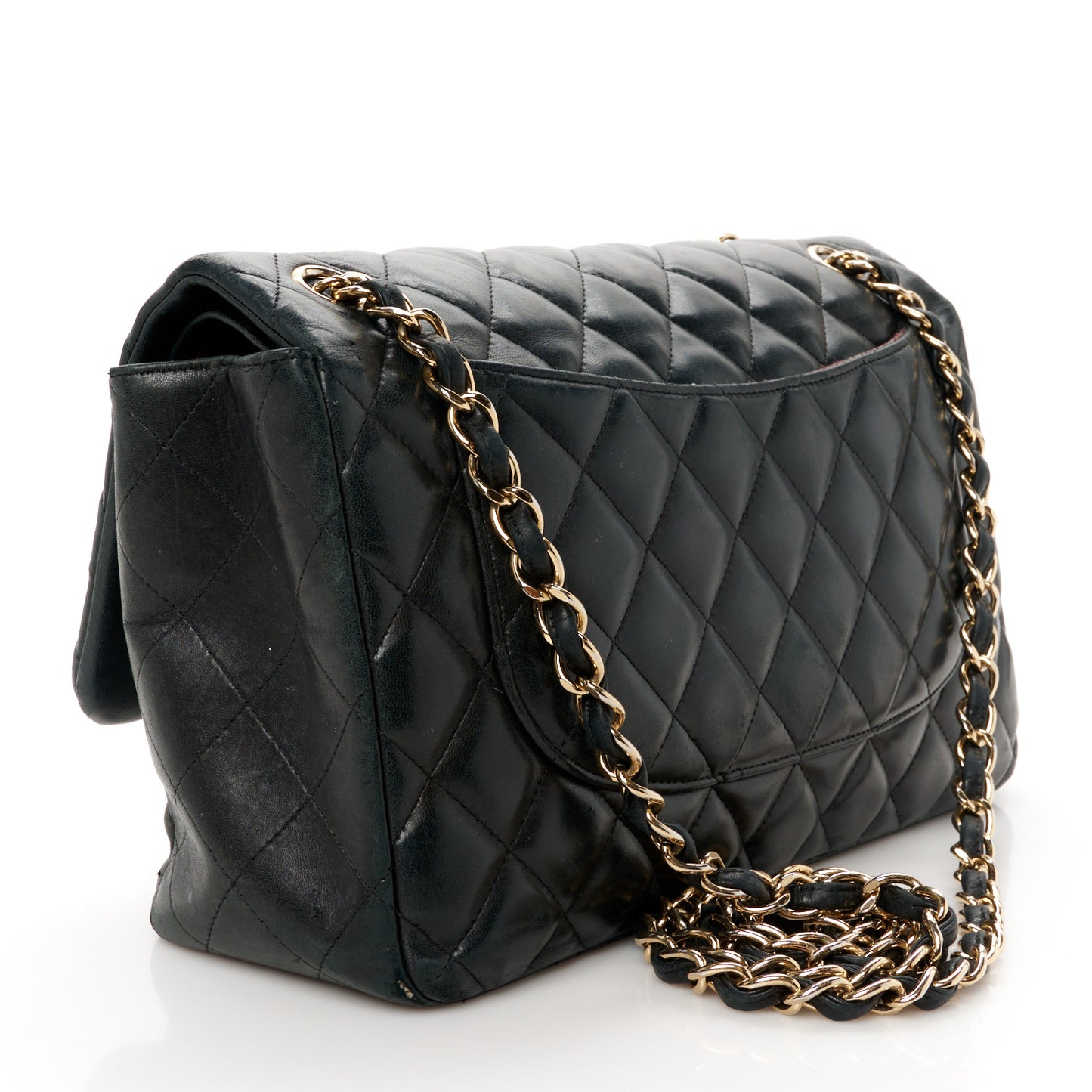 Lambskin Quilted Jumbo Double Flap Black
