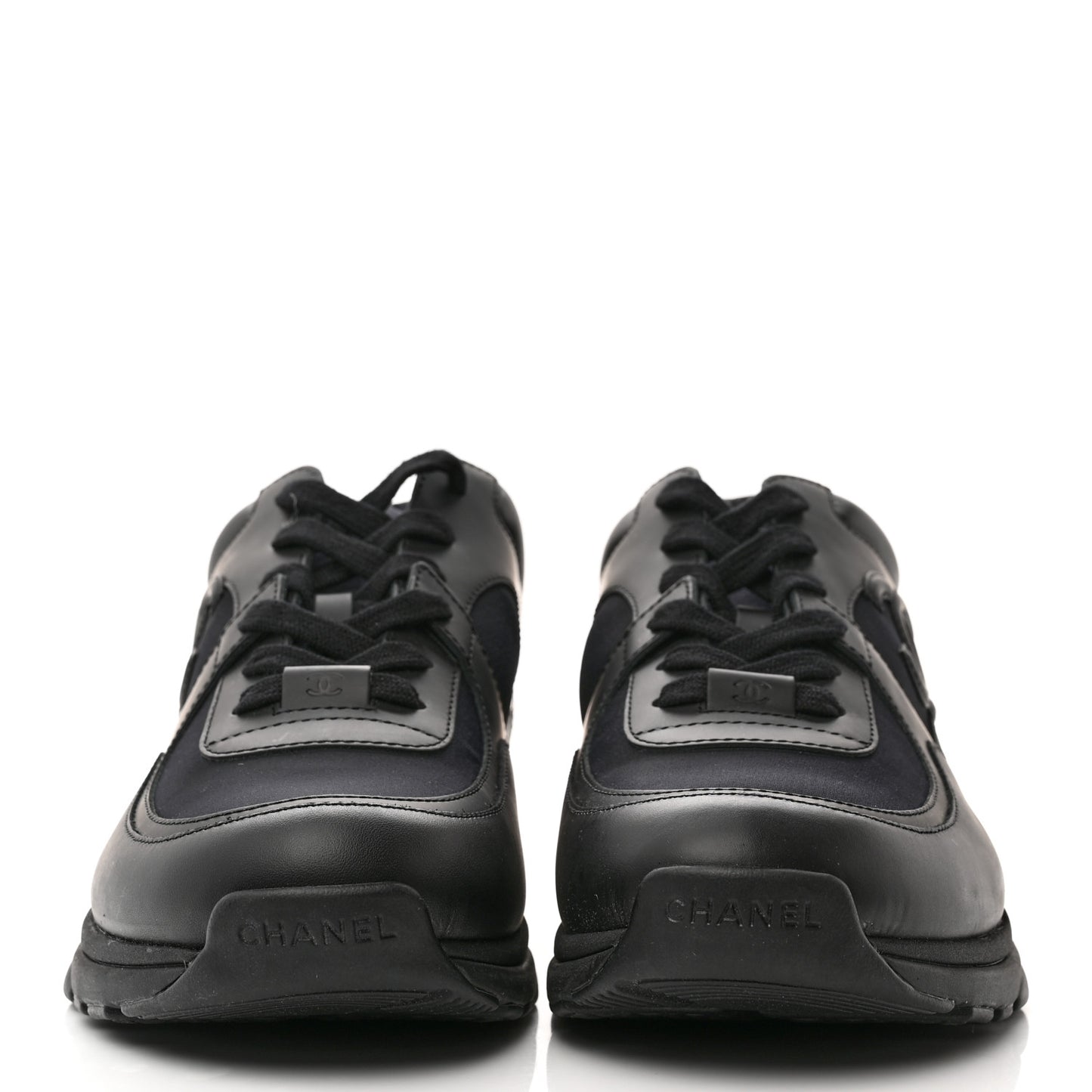 Fabric Calfskin Suede Mens CC Sneakers 42 Black