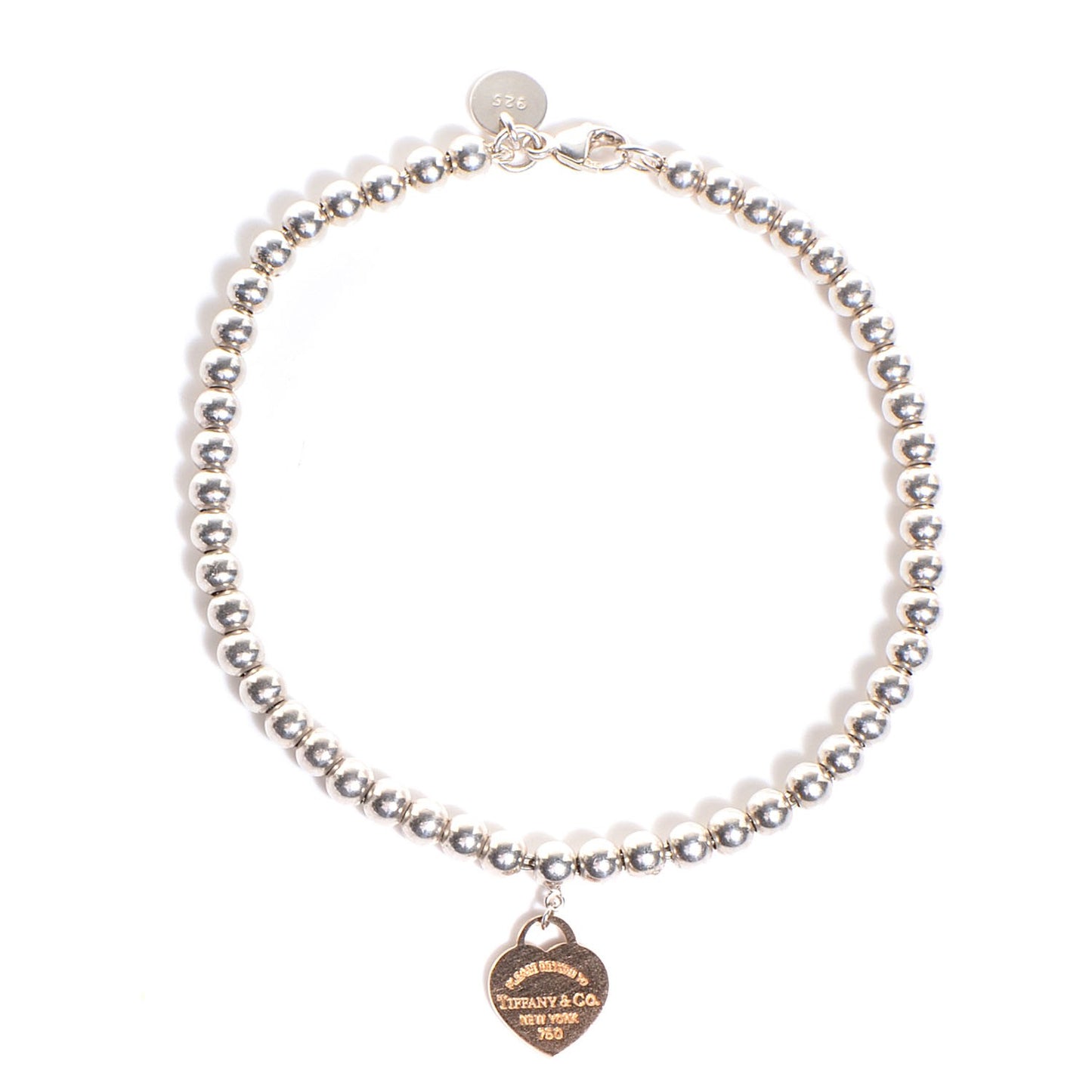 Sterling Silver 18K Rose Gold Return to Heart Bead Bracelet