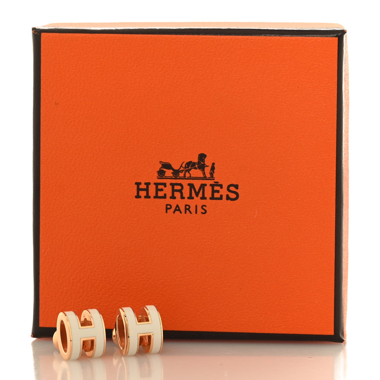 Hermes Rose Gold Lacquered Mini Pop H Earrings White 6 of 6