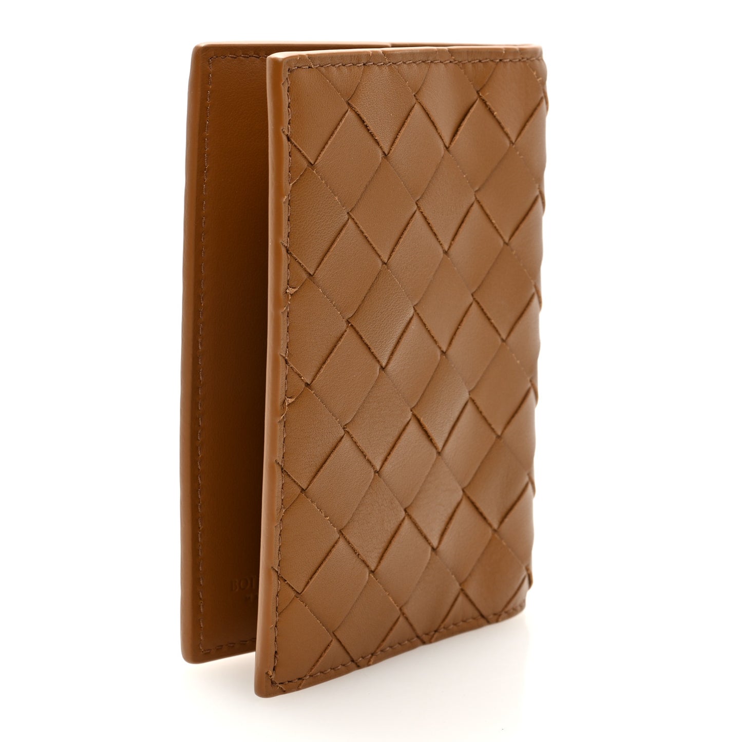 Nappa Intrecciato Passport Case Caramel