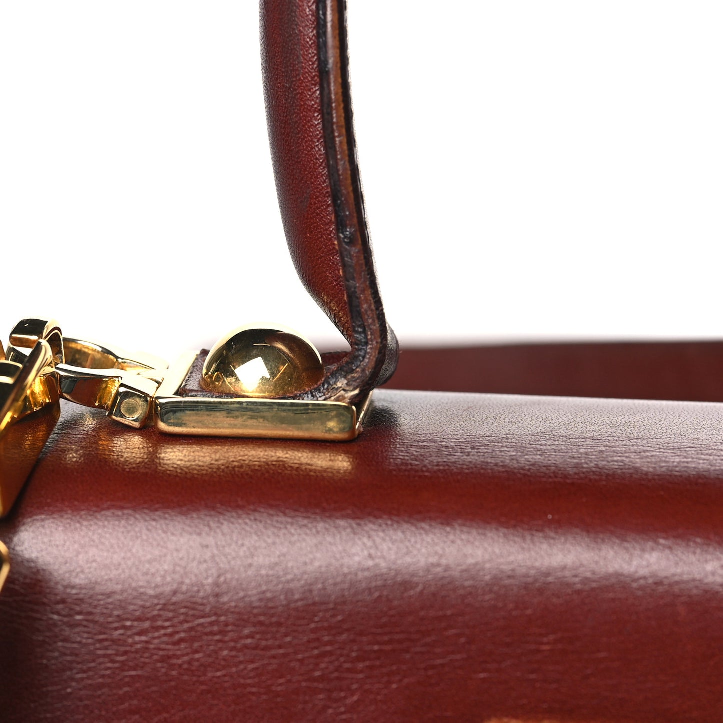 Brushed Off Calfskin Small Iconic Top Handle Burgundy
