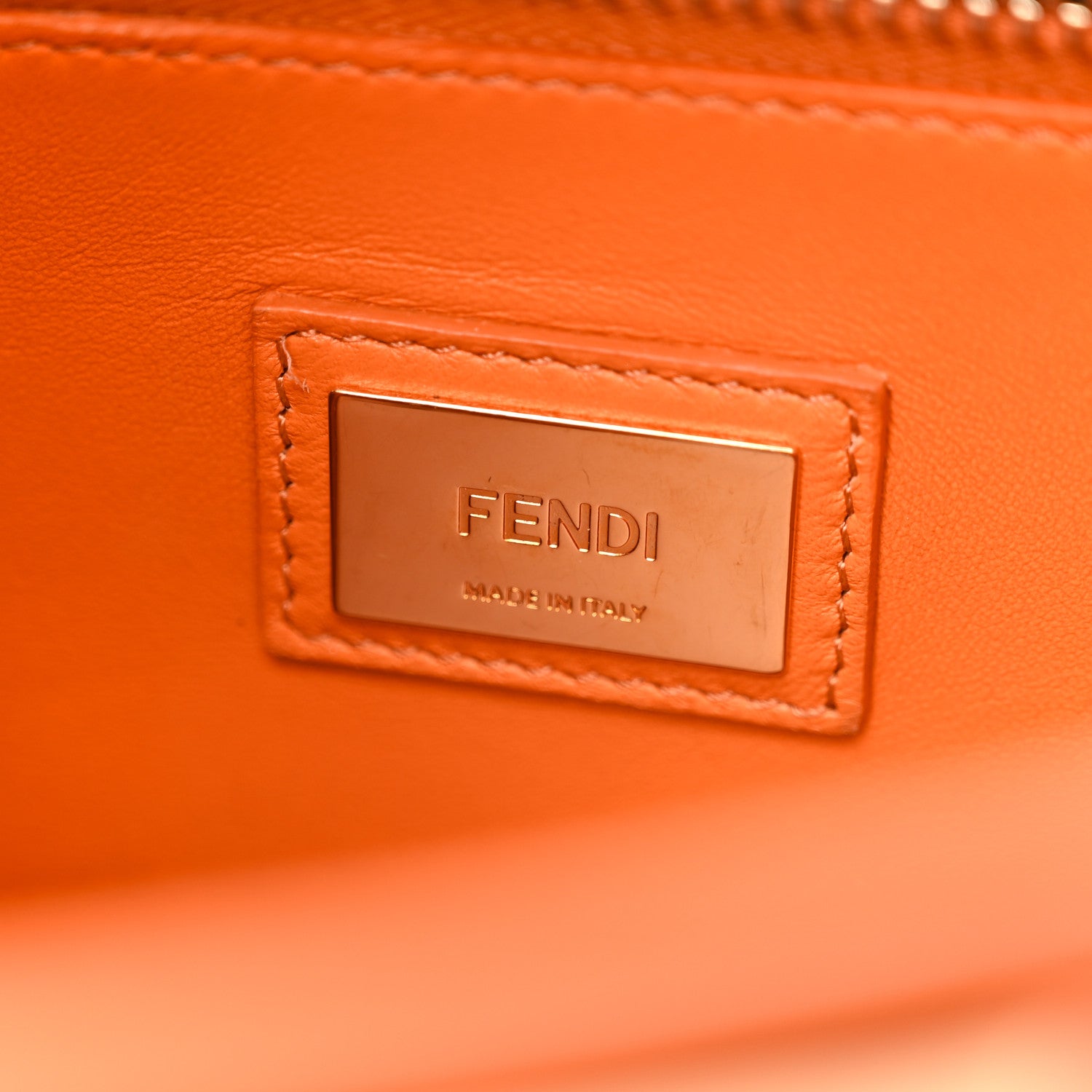 Fendi Vitello Seta Shiny Nappa Medium 3 Pocket Peekaboo Iconic Satchel Papaya 8 of 14