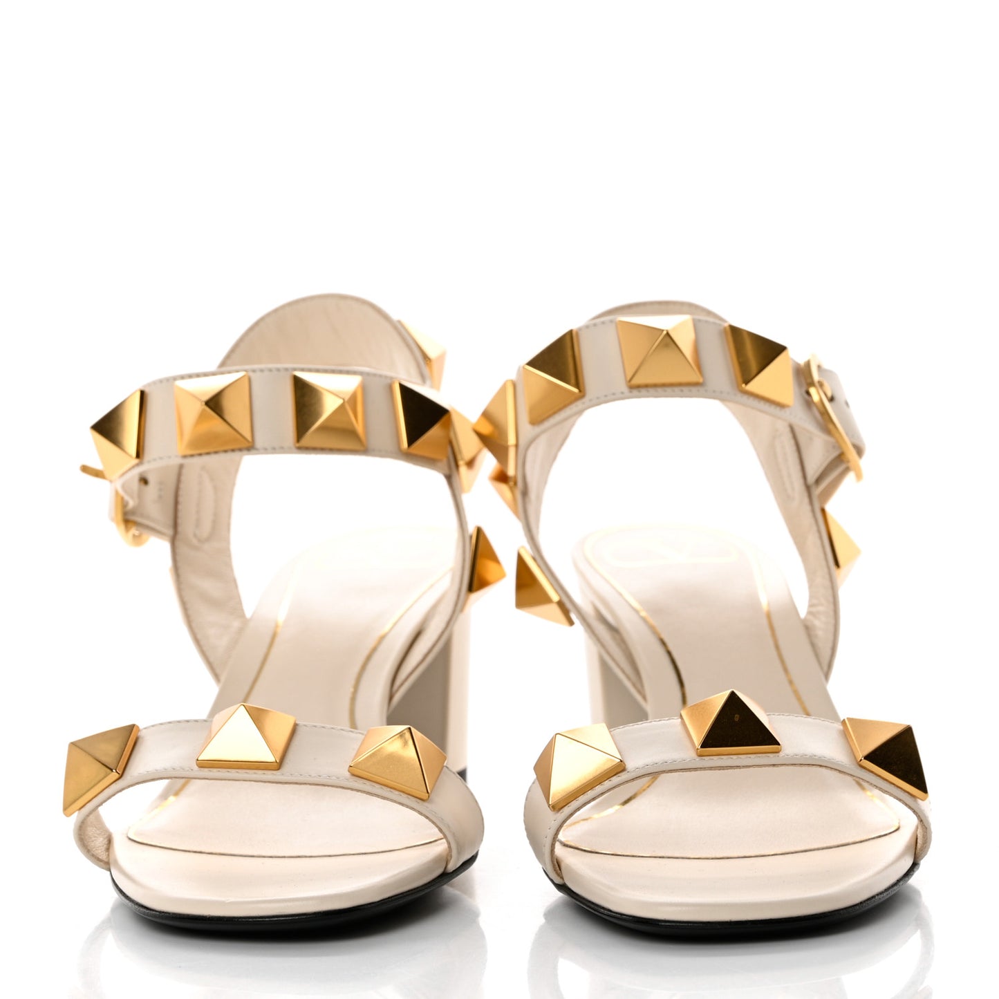 Calfskin Roman Stud 60mm Sandals 36.5 Light Ivory