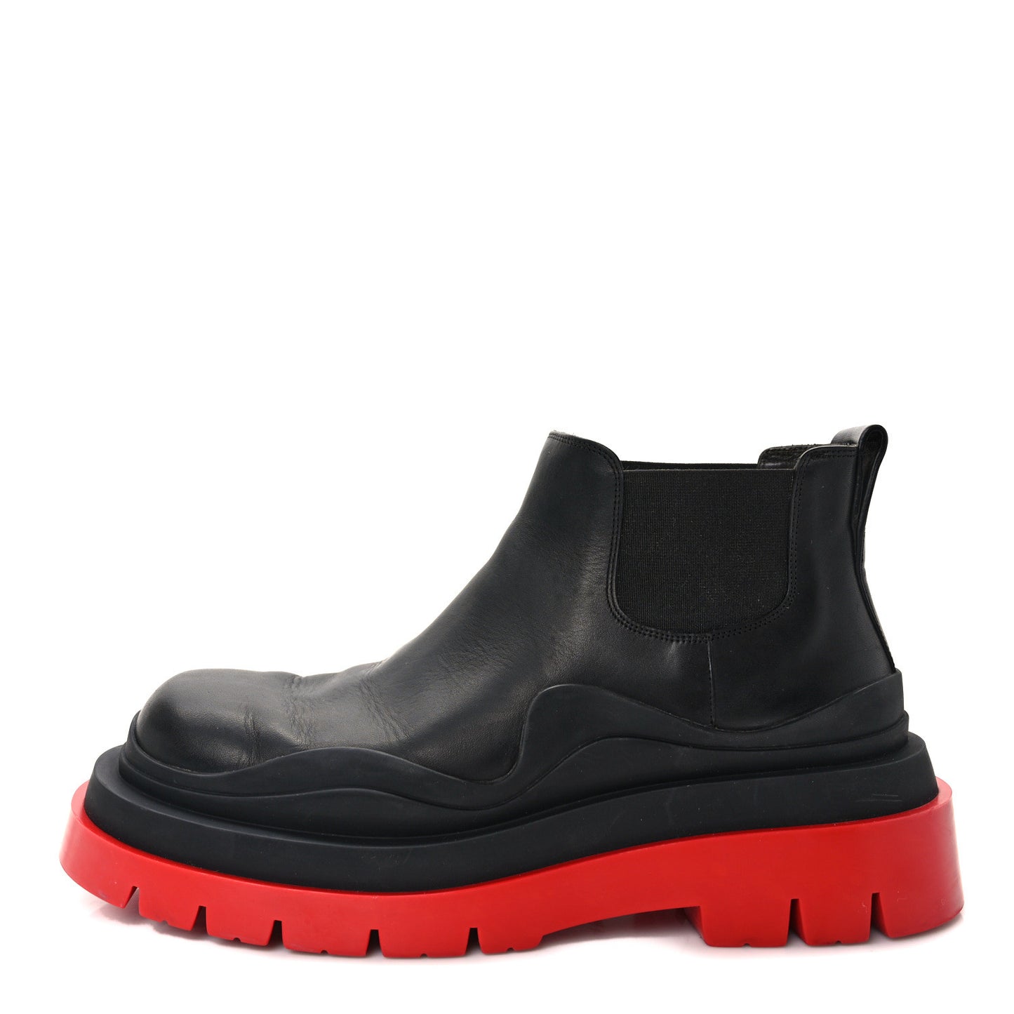 Calfskin Mens The Tire Cropped Chelsea Boots 40 Black Bright Red