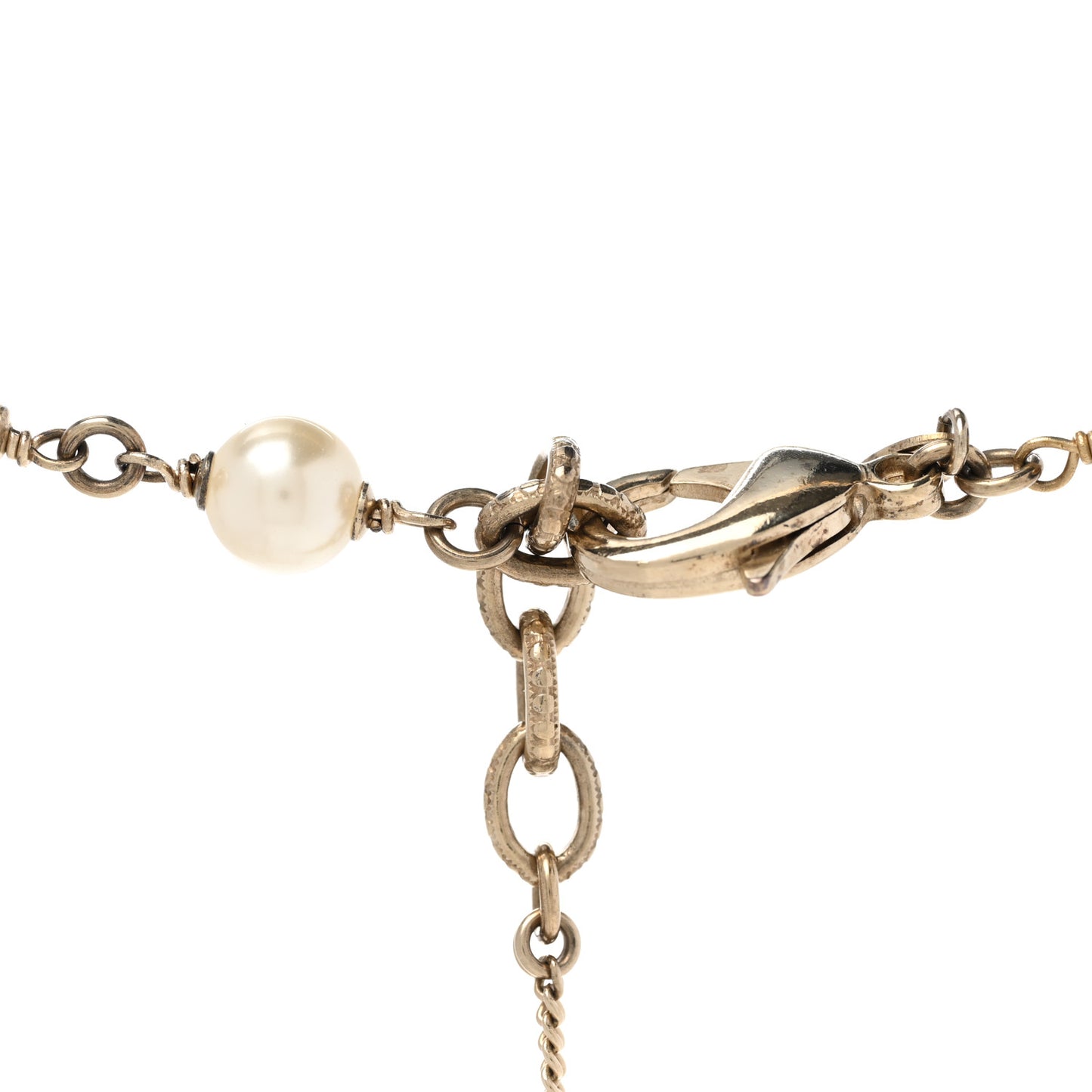 Pearl Beaded CC Long Necklace Navy