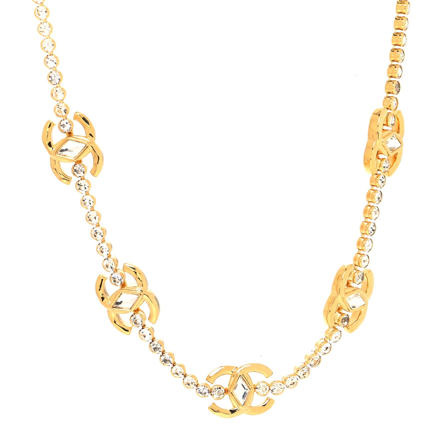 Metal Crystal CC Marquise Choker Gold