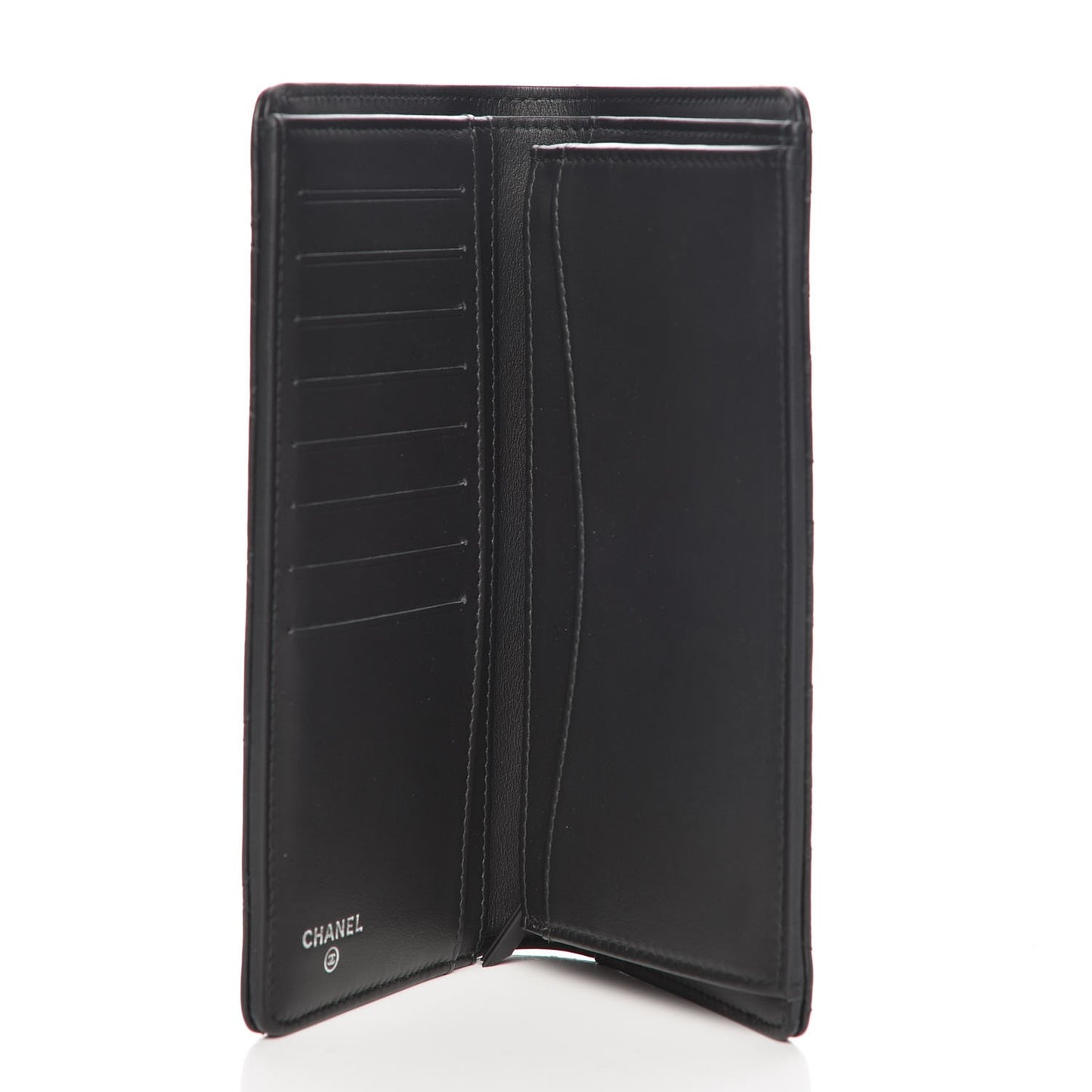Crumpled Calfskin Quilted Yen Wallet So Black