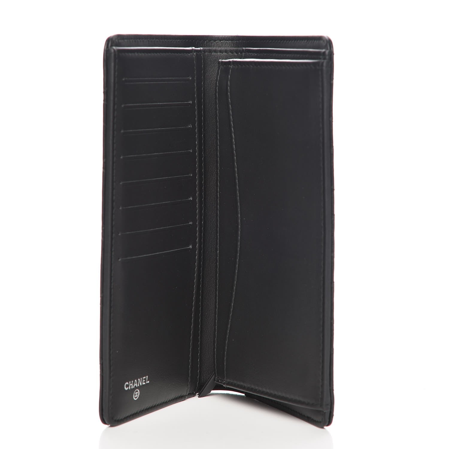 Chanel Crumpled Calfskin Quilted Yen Wallet So Black 5 of 8