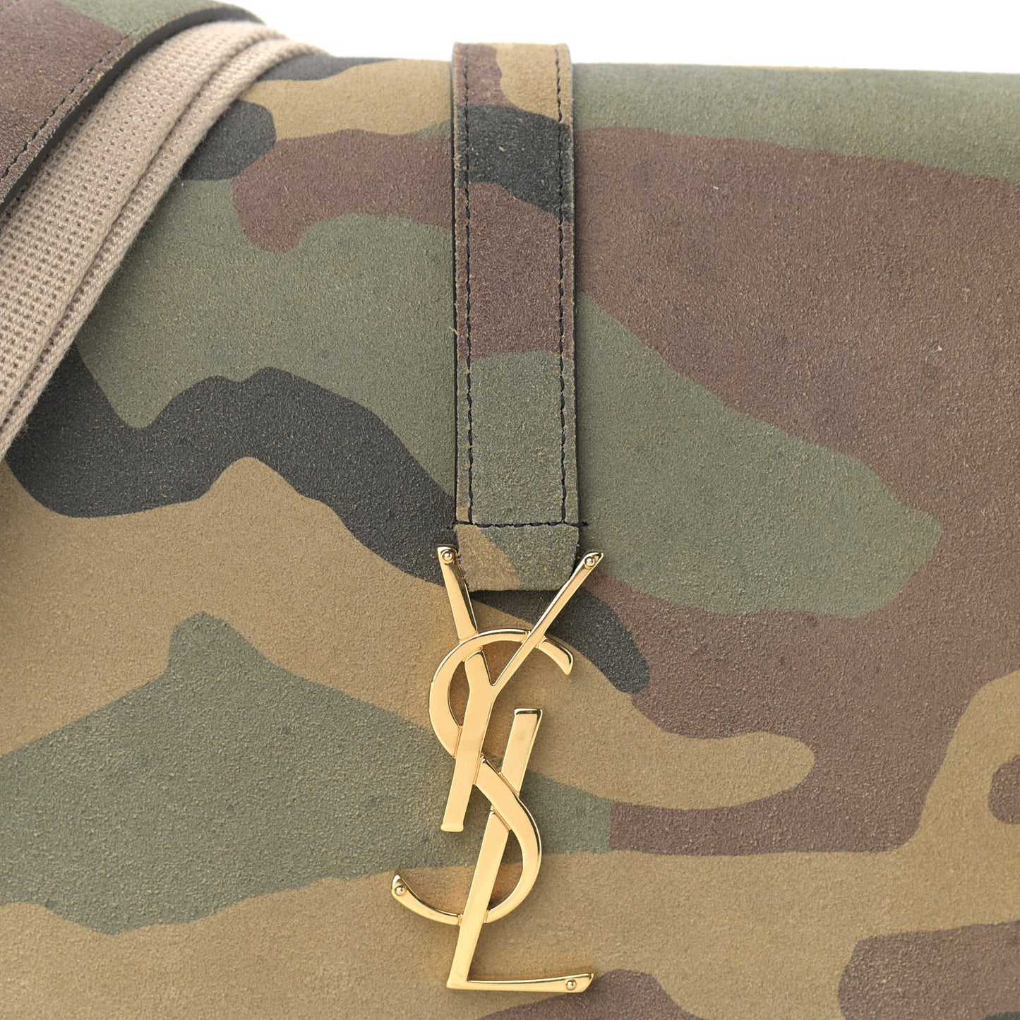 Suede Monogram University Camouflage Shoulder Bag Green