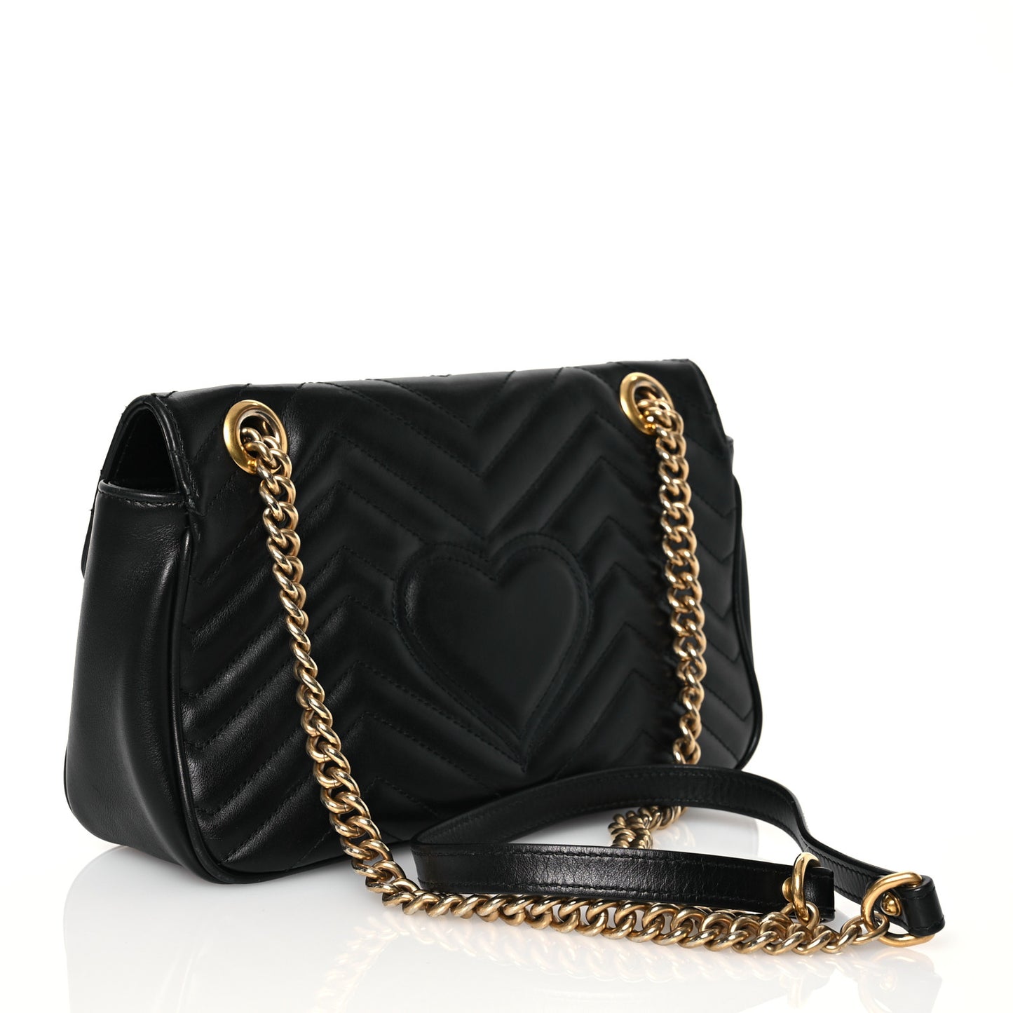 Calfskin Matelasse Small GG Marmont Shoulder Bag Black