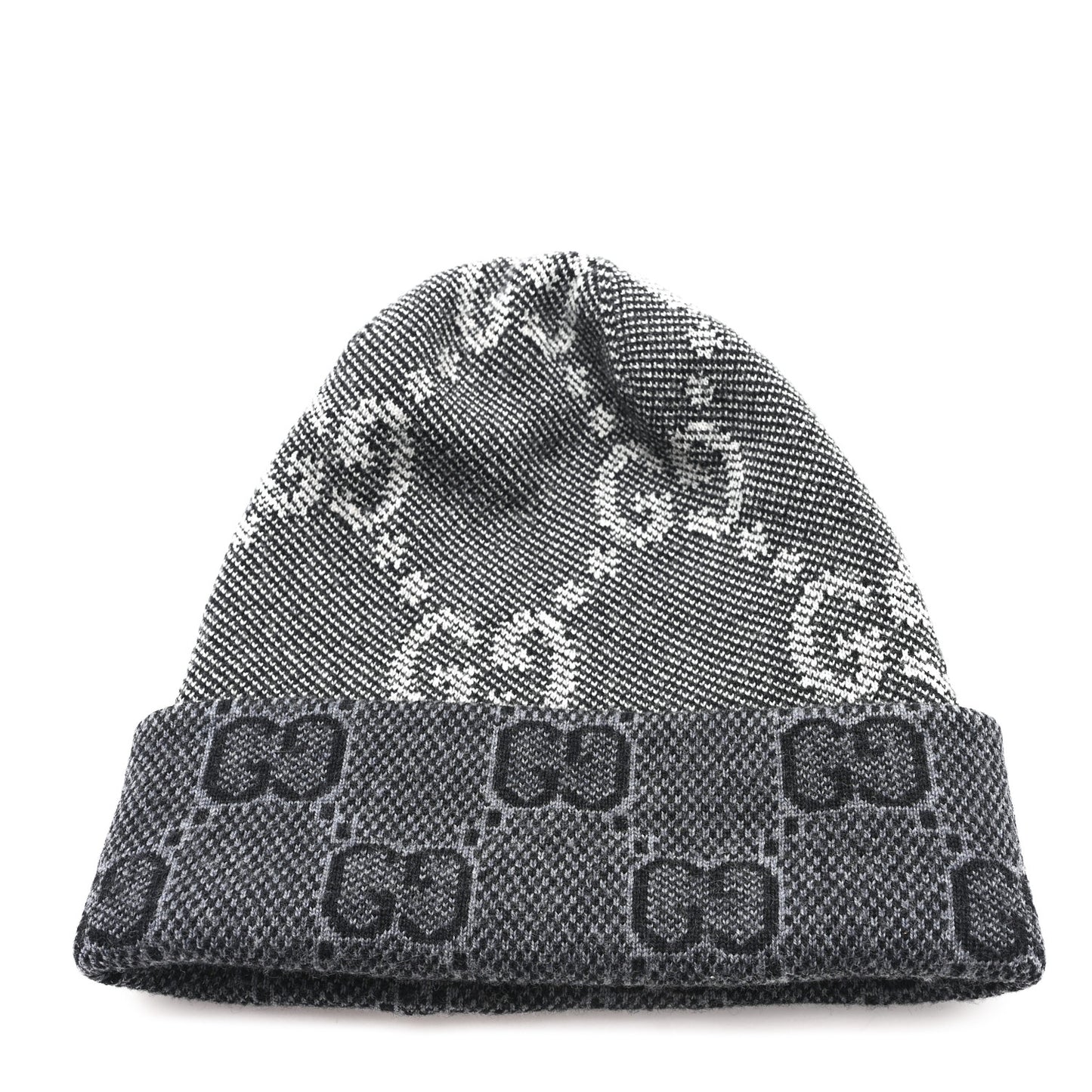 Wool Monogram Doubly G Beanie Hat L  Black Dark Grey
