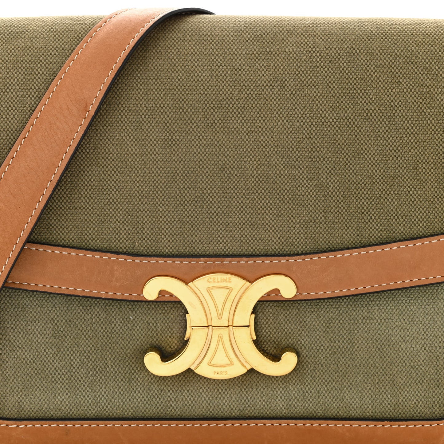 Textile Natural Calfskin Classique Triomphe Khaki Tan