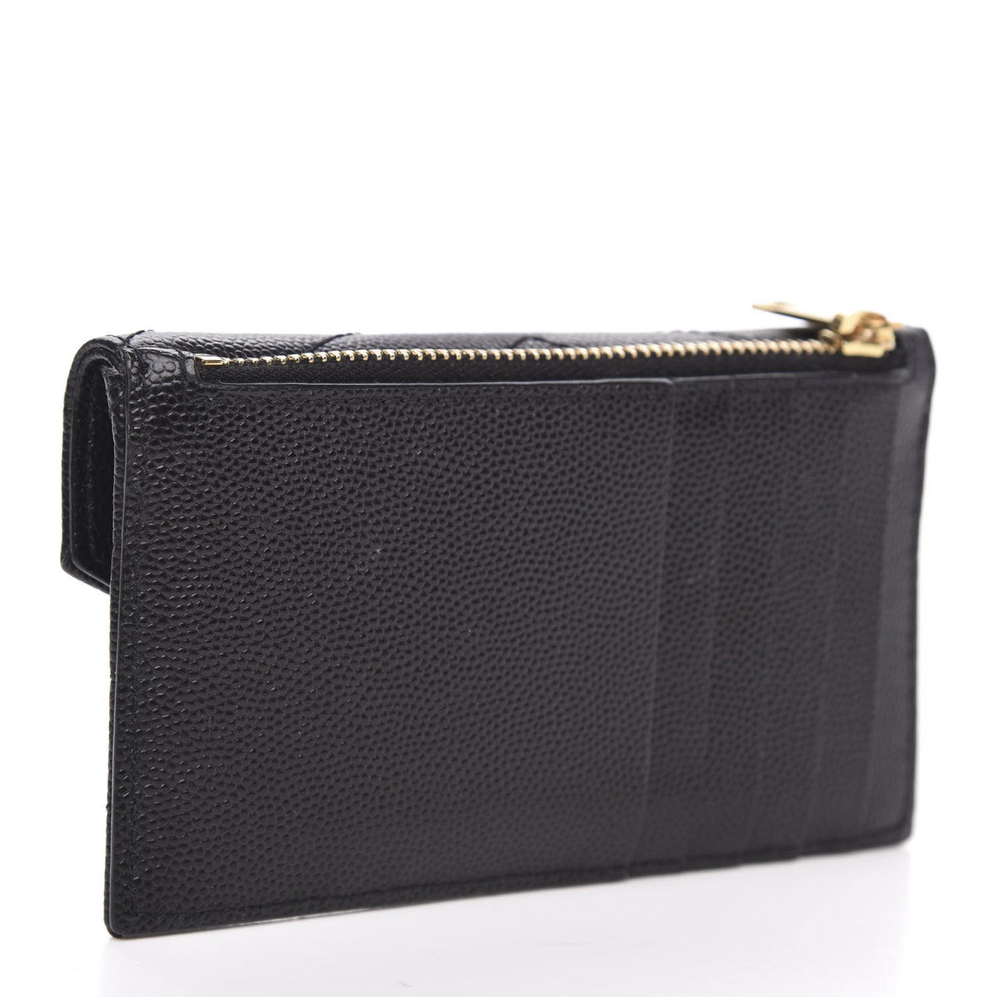 Grain De Poudre Matelasse Chevron Monogram Compact Wallet Black