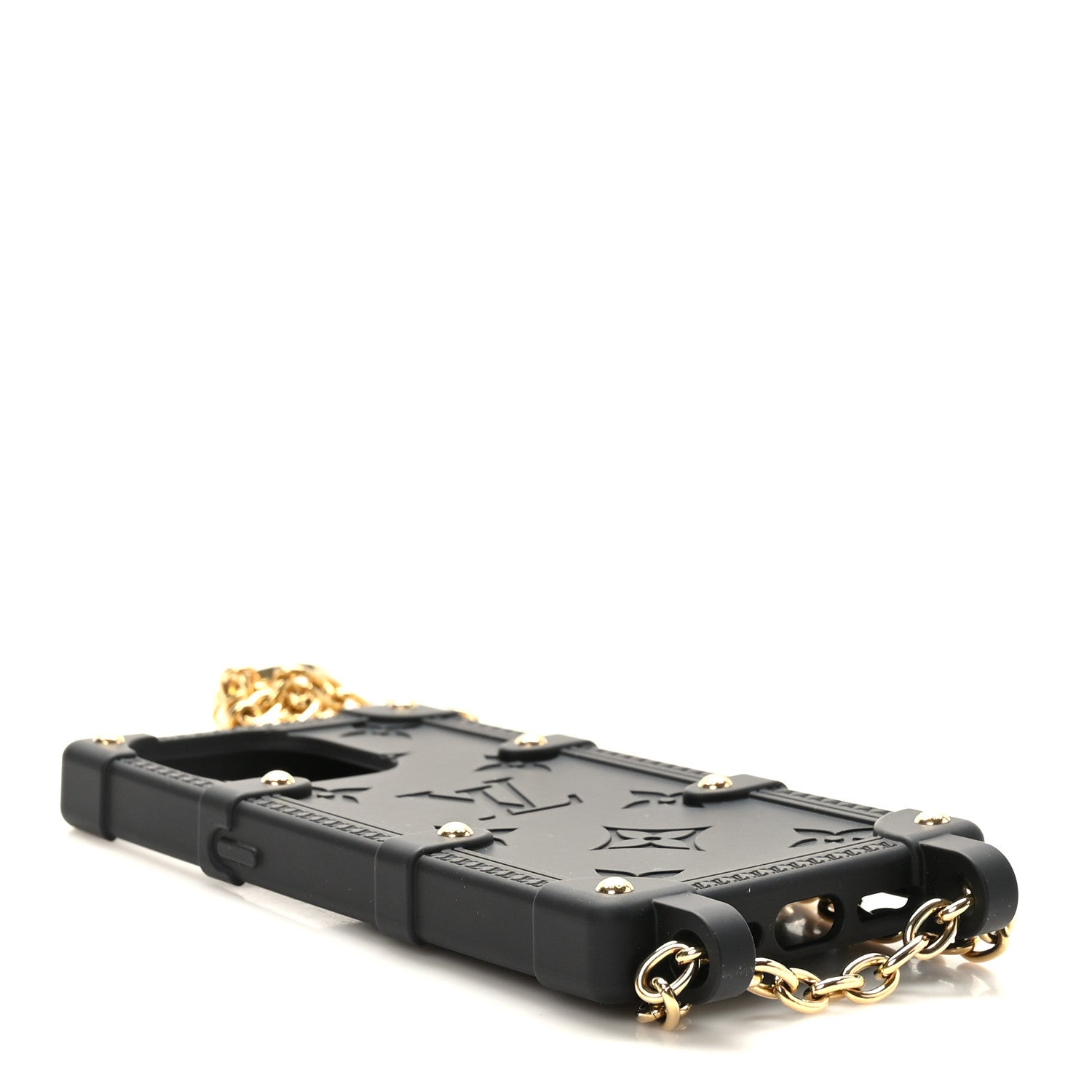 Louis Vuitton Rubber Monogram Trunk With Chain iPhone 14 Pro Case Black 4 of 6
