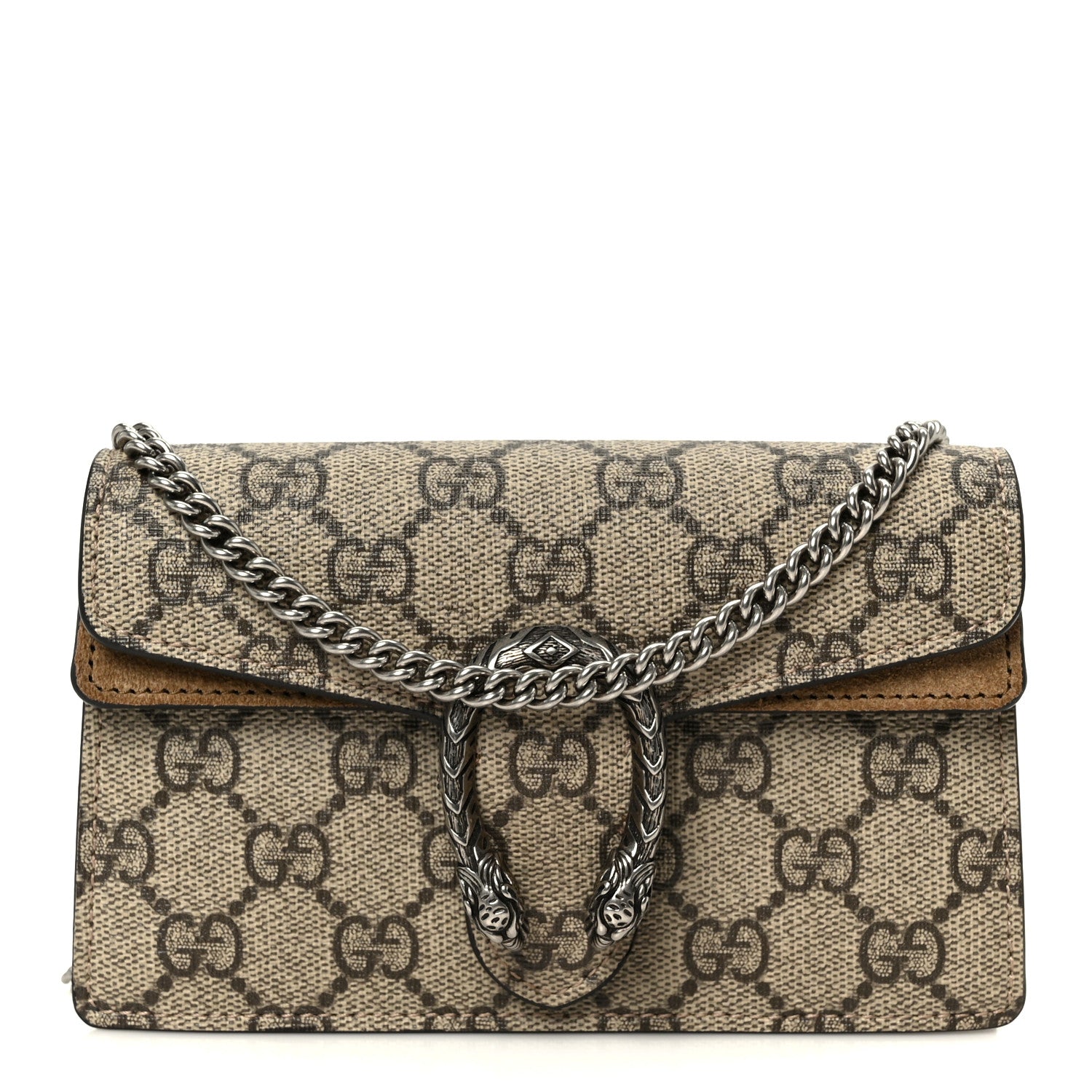 Gucci GG Supreme Monogram Super Mini Dionysus Shoulder Bag Taupe
