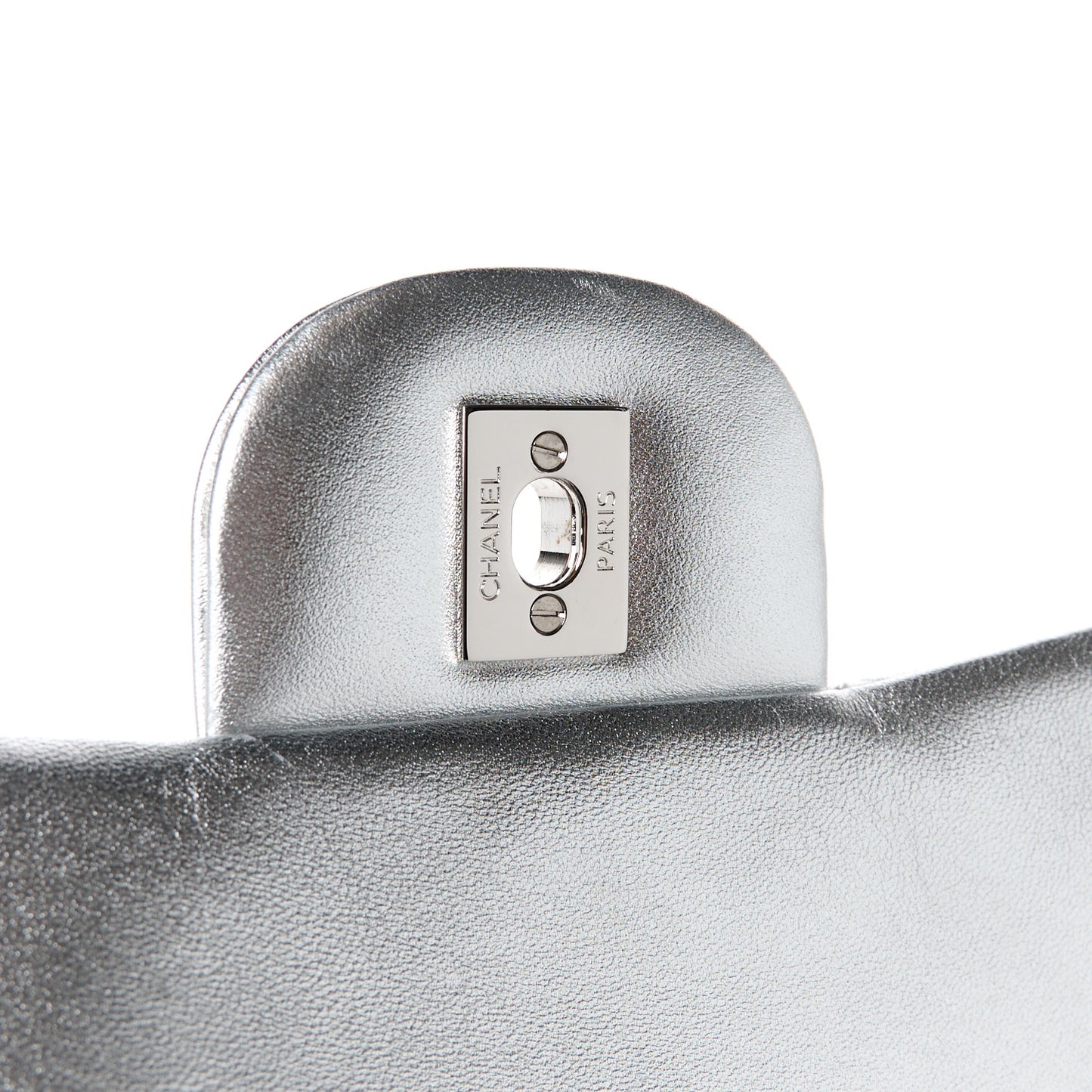 Metallic Lambskin Quilted Maxi Single Flap Silver