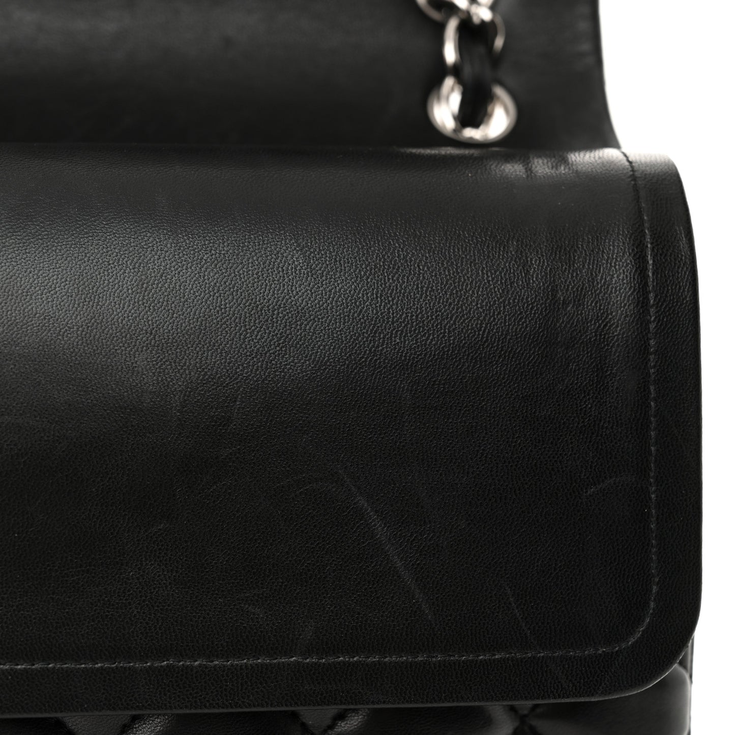 Lambskin Quilted Jumbo Double Flap Black