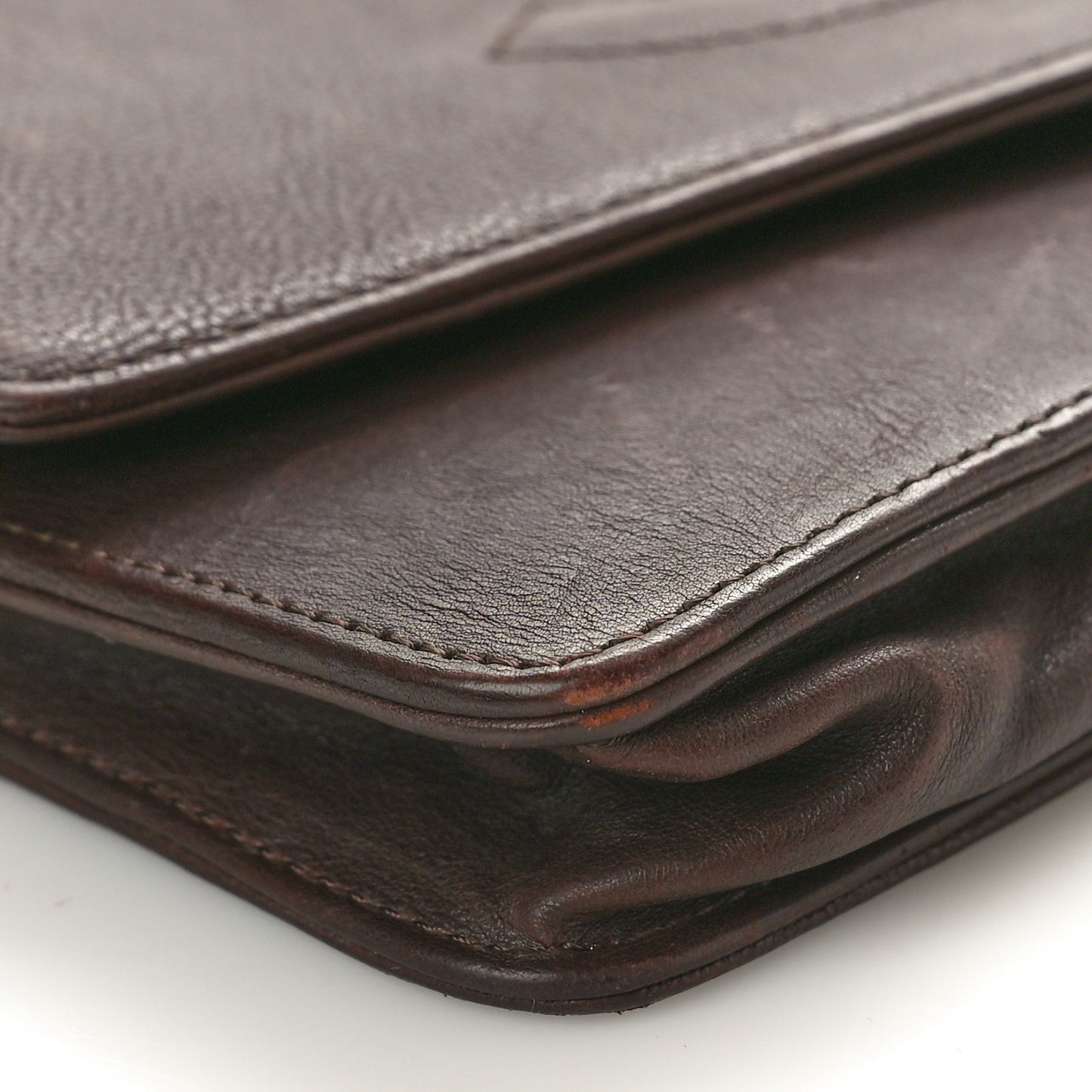 Lambskin Timeless CC Wallet on Chain WOC Dark Brown
