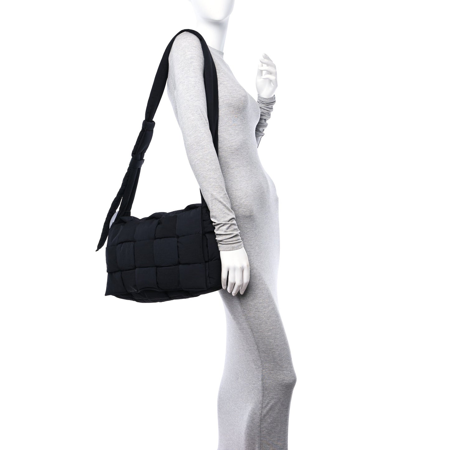 Nylon Intrecciato Padded Tech Maxi Cassette Bag Black