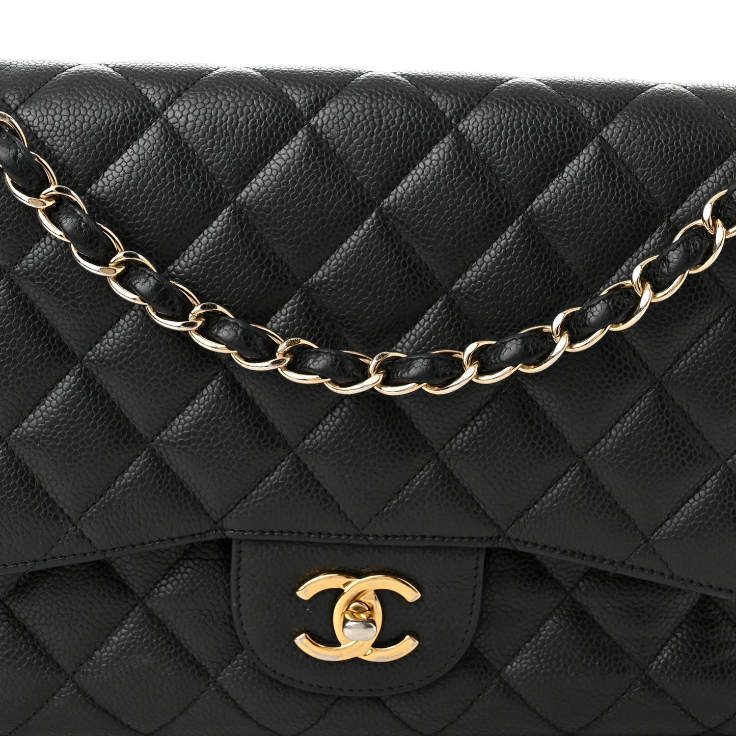 Caviar Quilted Jumbo Double Flap Black