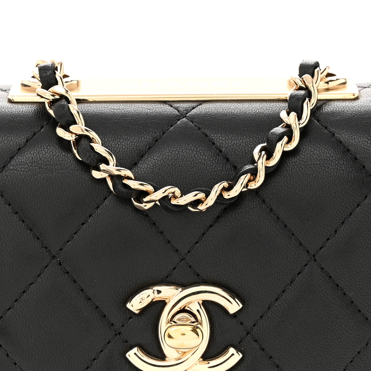 Lambskin Quilted Mini Trendy CC Chain Wallet Black