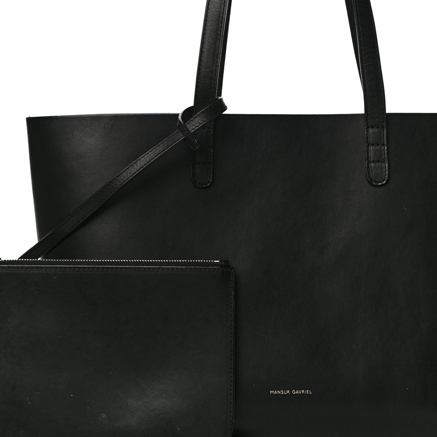 Calfskin Small Shopping Tote Black Gold