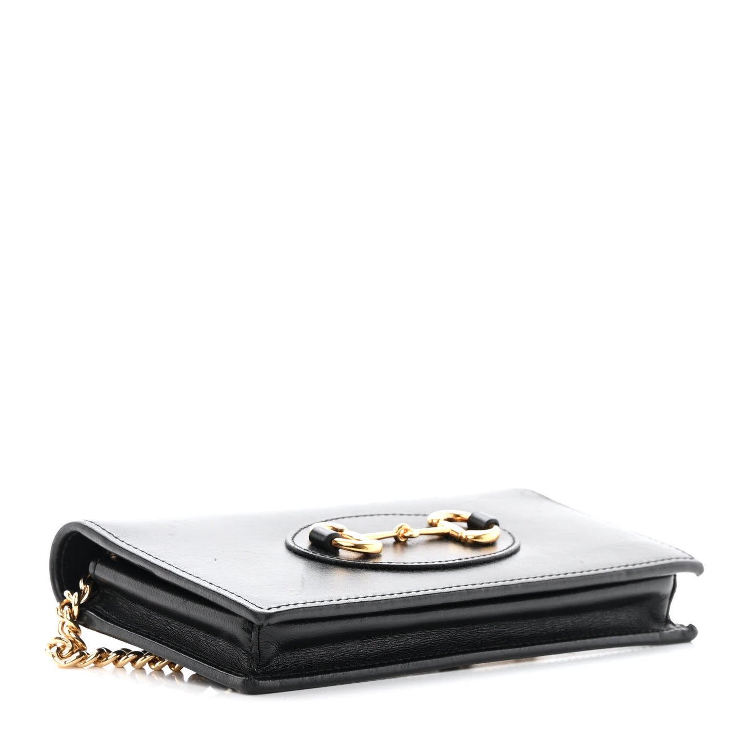 Boarded Plutone Calfskin Horsebit 1955 Wallet On Chain Black