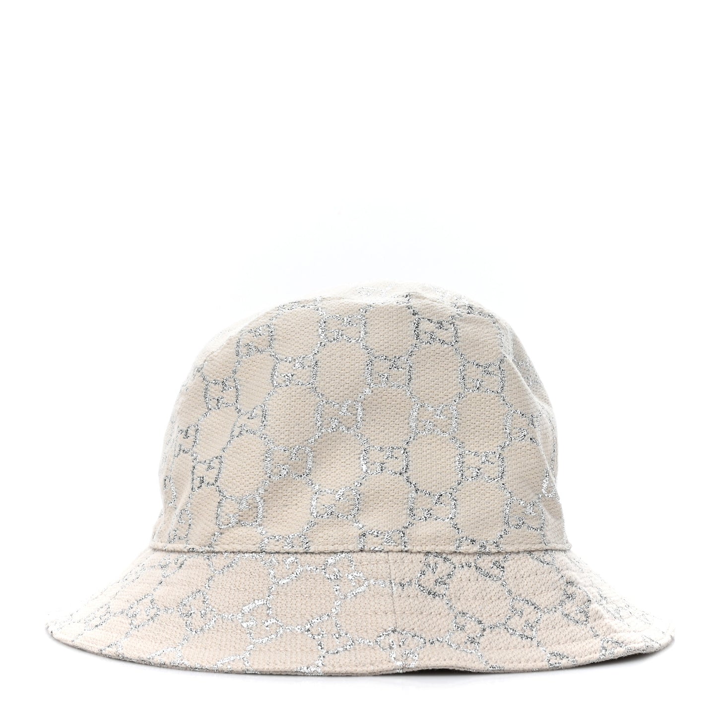 Canvas Lame GG Monogram Bucket Hat S Gardenia Silver
