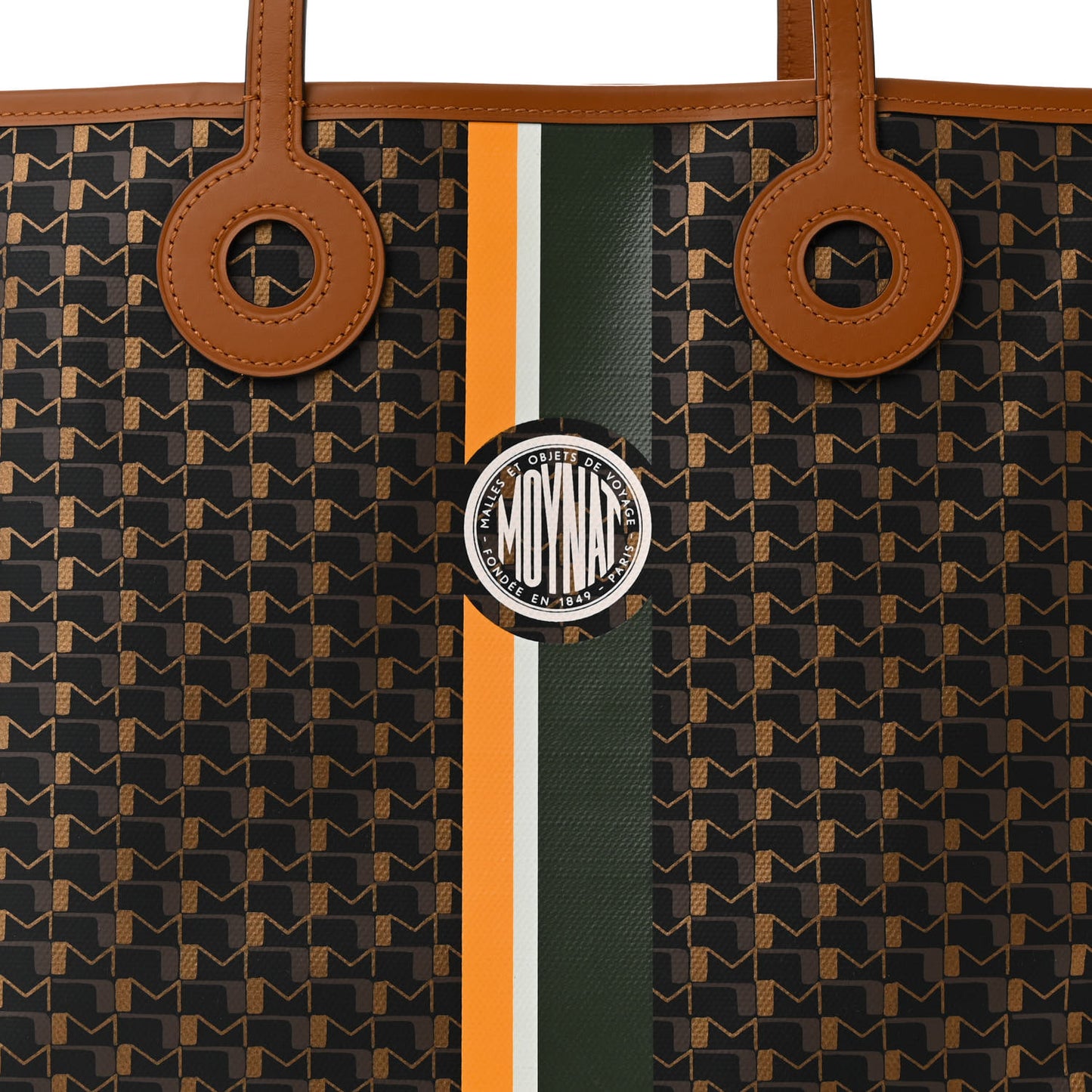 Grained Calfskin Canvas 1920 Oh! Tote Ruban MM Carbon Bronze Cognac