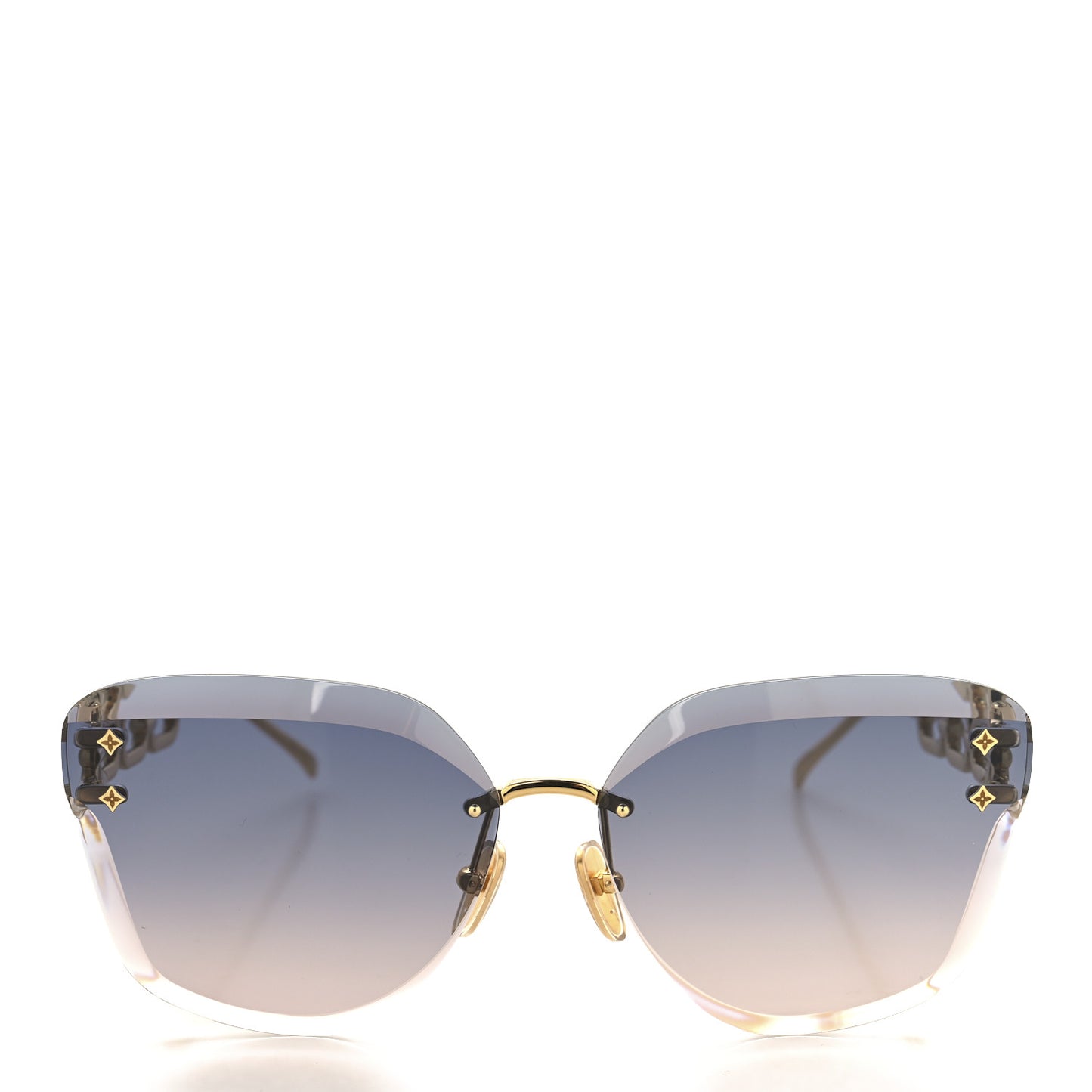 Metal Rimless LV Jewel Cat Eye Sunglasses Z1626U Gradient Blue